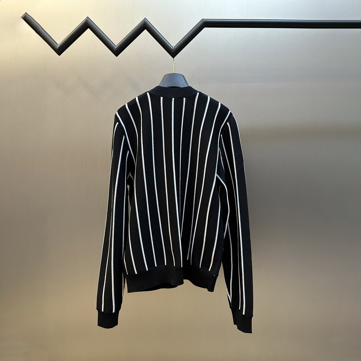 Striped embroidered cardigan sweater