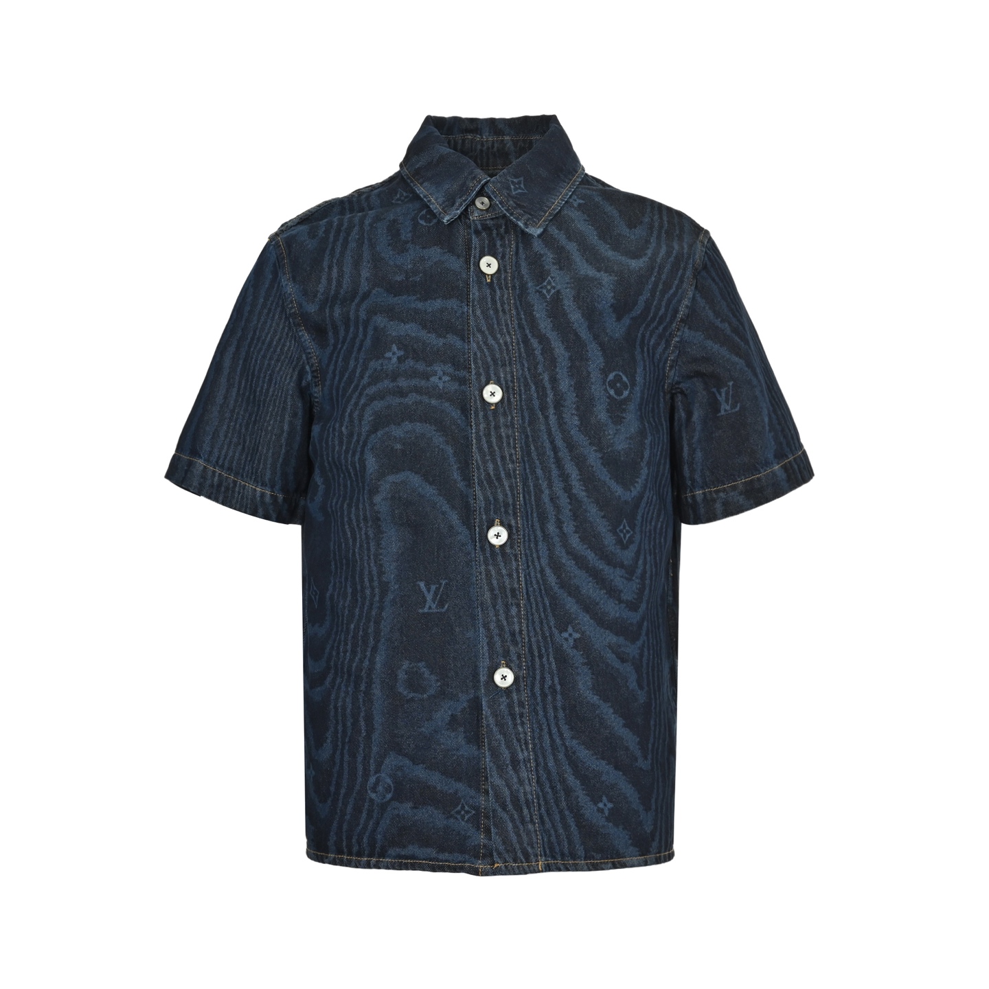 Woodwheel denim short-sleeved shirt