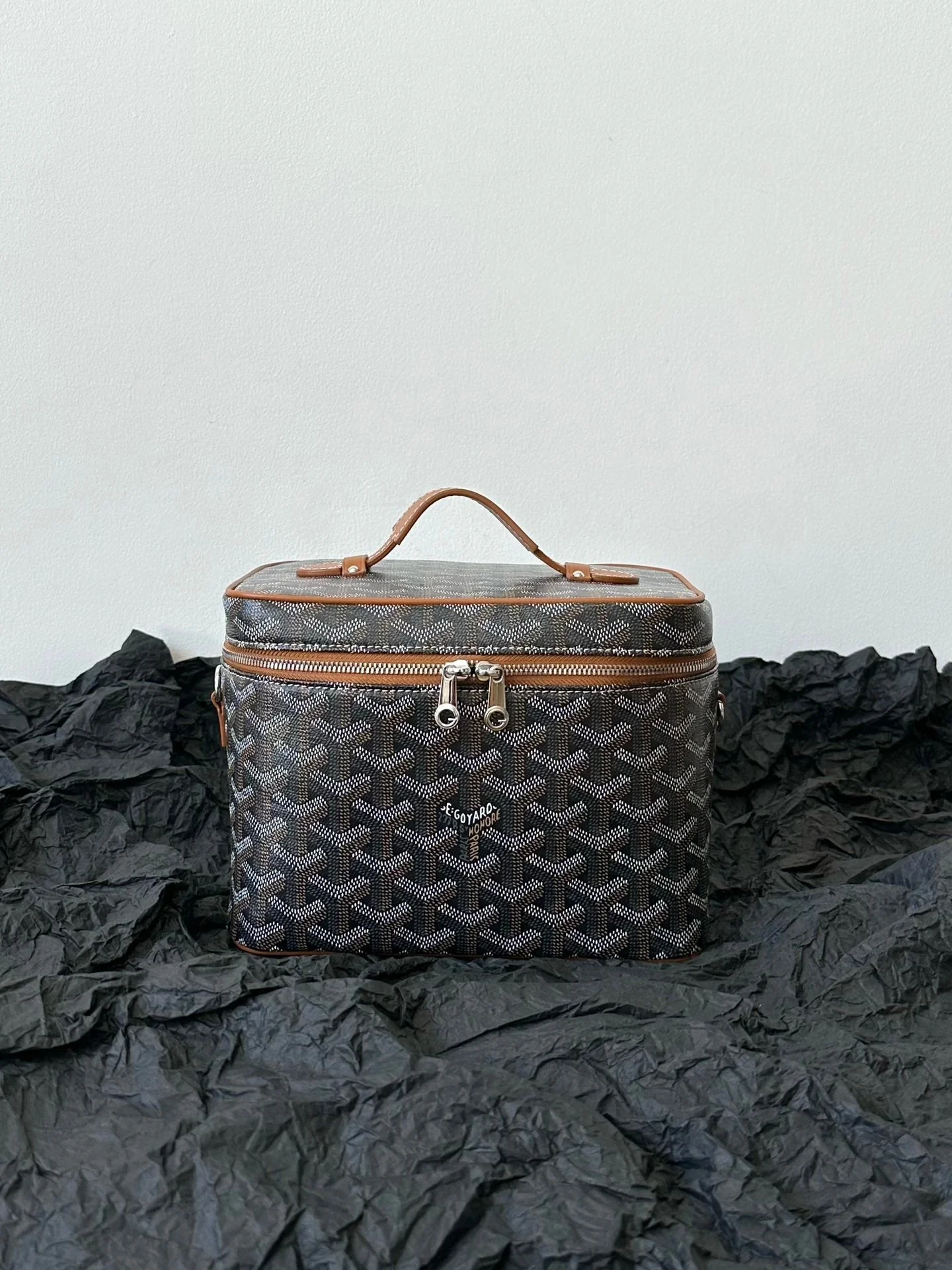 Makeup Case Bag 20CM Black And Tan