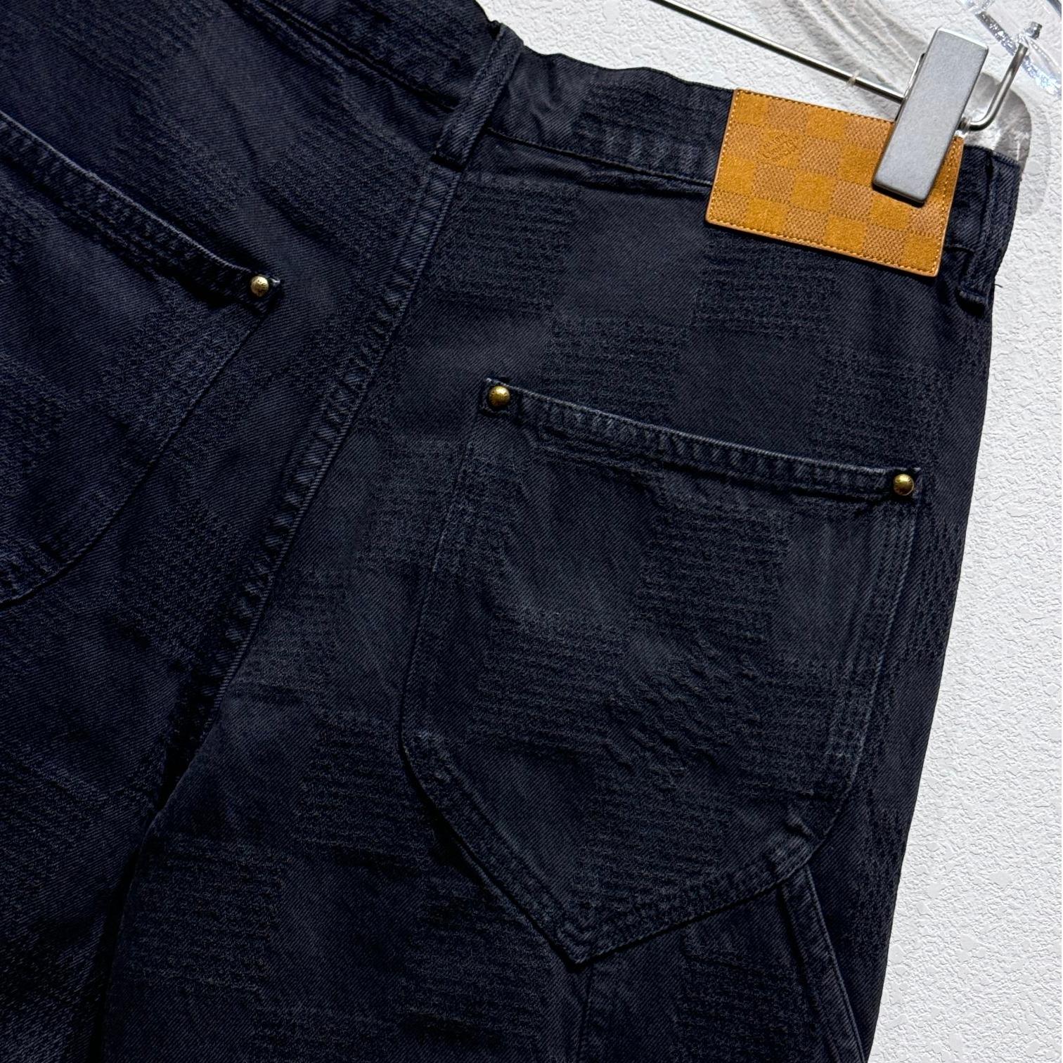 Checkered Denim Shorts