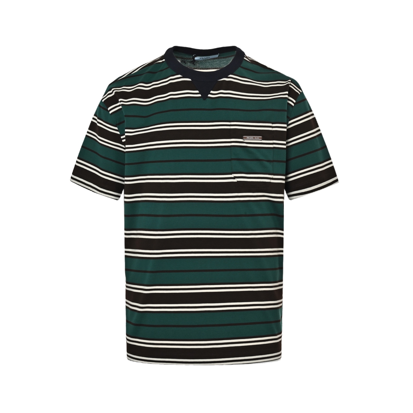 Embroidered striped contrast T-shirt