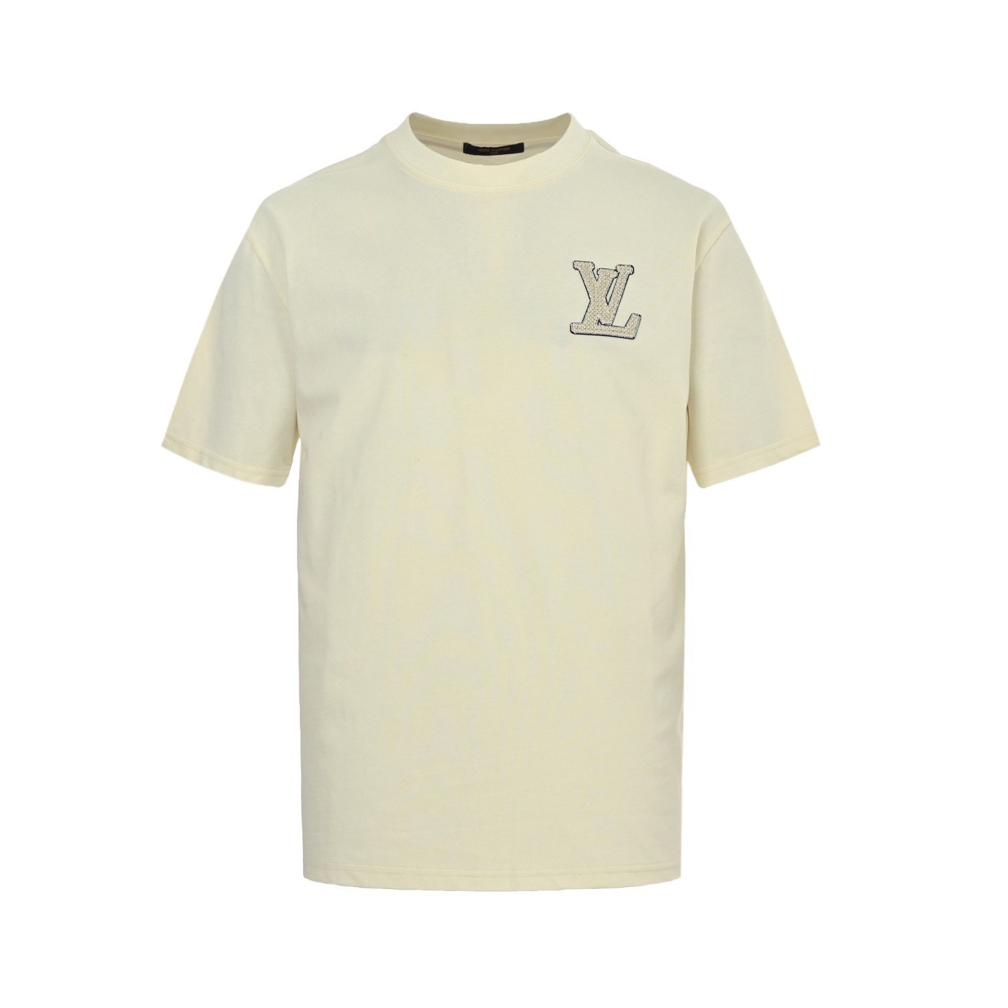 Woven embroidered lettering short-sleeved T-shirt