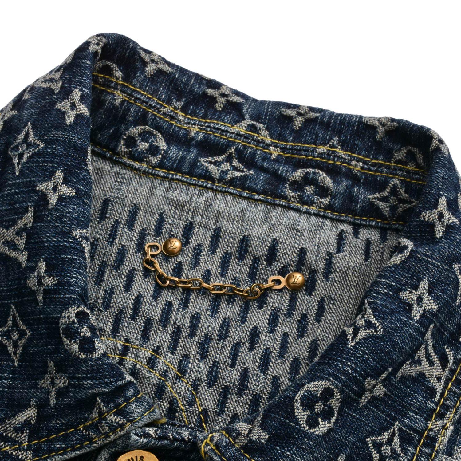 Checkerboard Denim Hooded Down Jacket