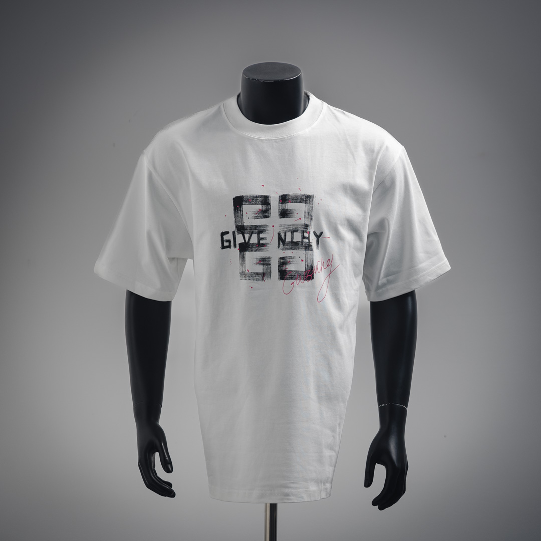 25ss graffiti cursive short-sleeved T-shirt