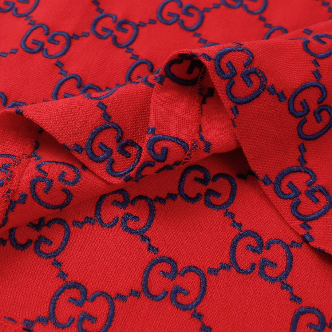 Gold Embroidered POLO Short-Sleeved T-shirt