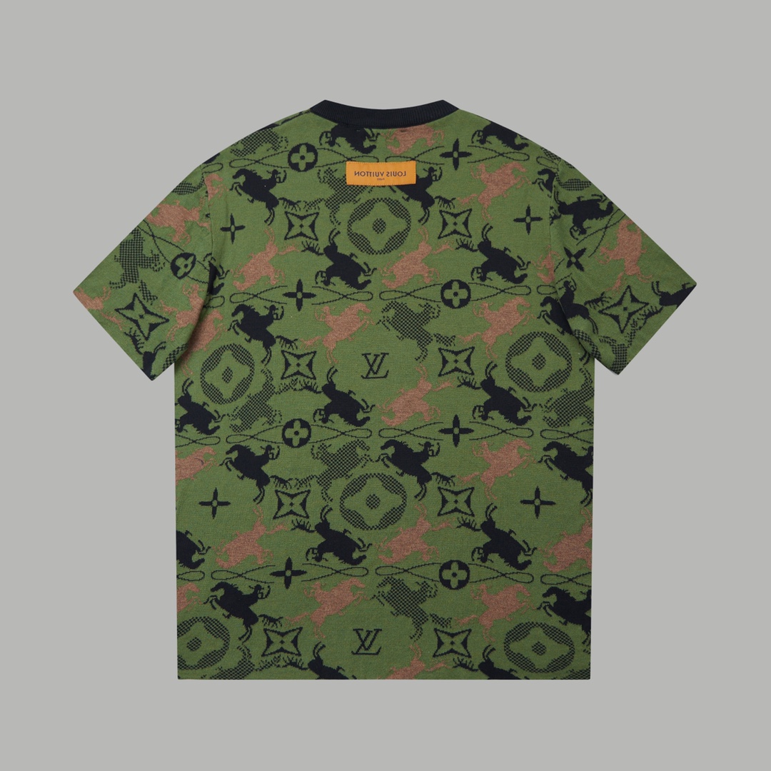 Camouflage knitted short-sleeved T-shirt