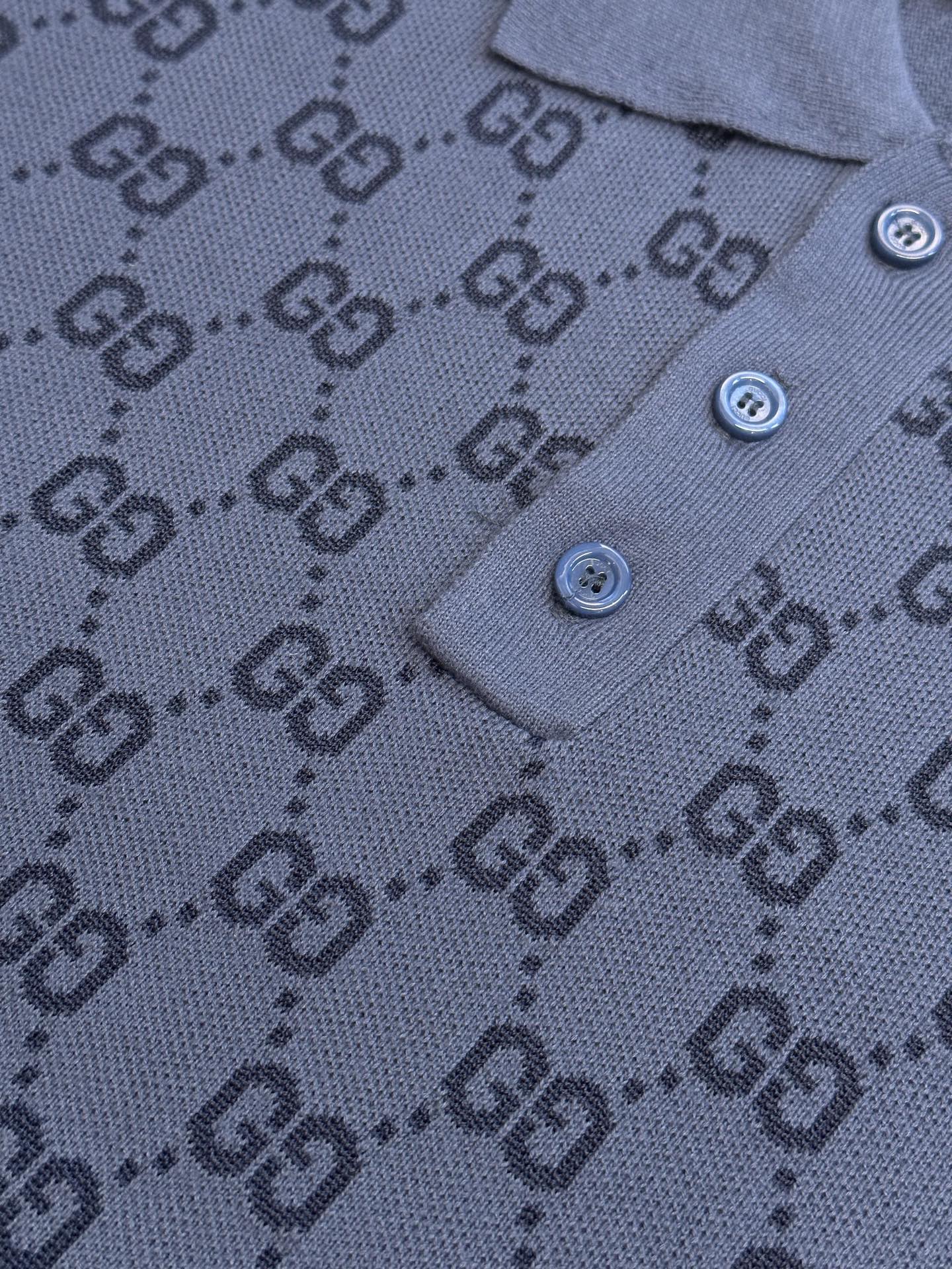 Knitted cotton jacquard lapel Polo