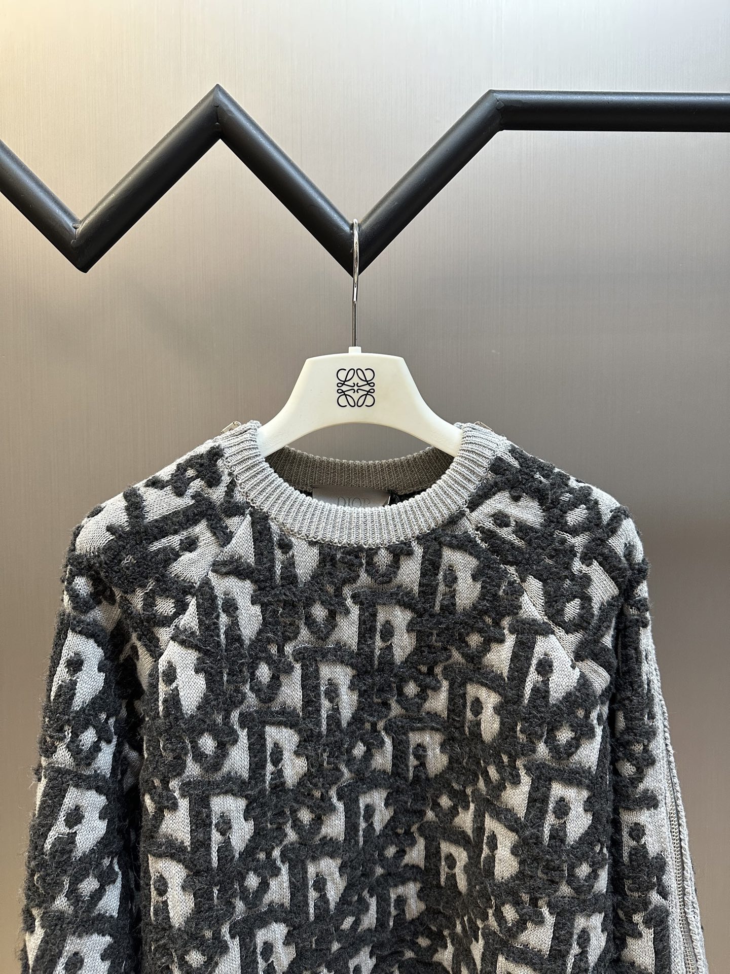 Double-sided jacquard zip-up knitted sweater