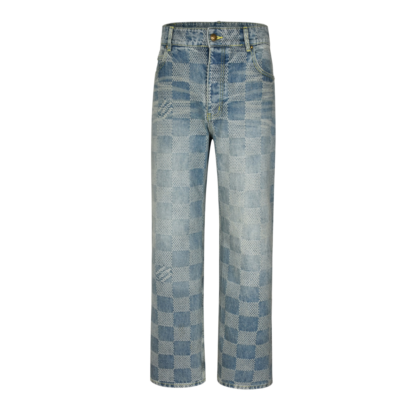 1V25ss checkerboard straight jeans