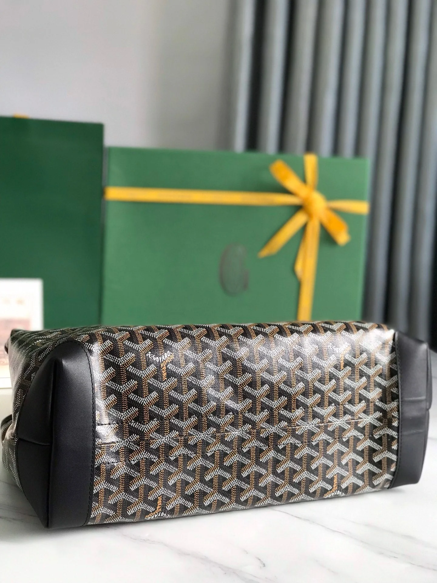 Black Canvas And Calfskin Trim Bag