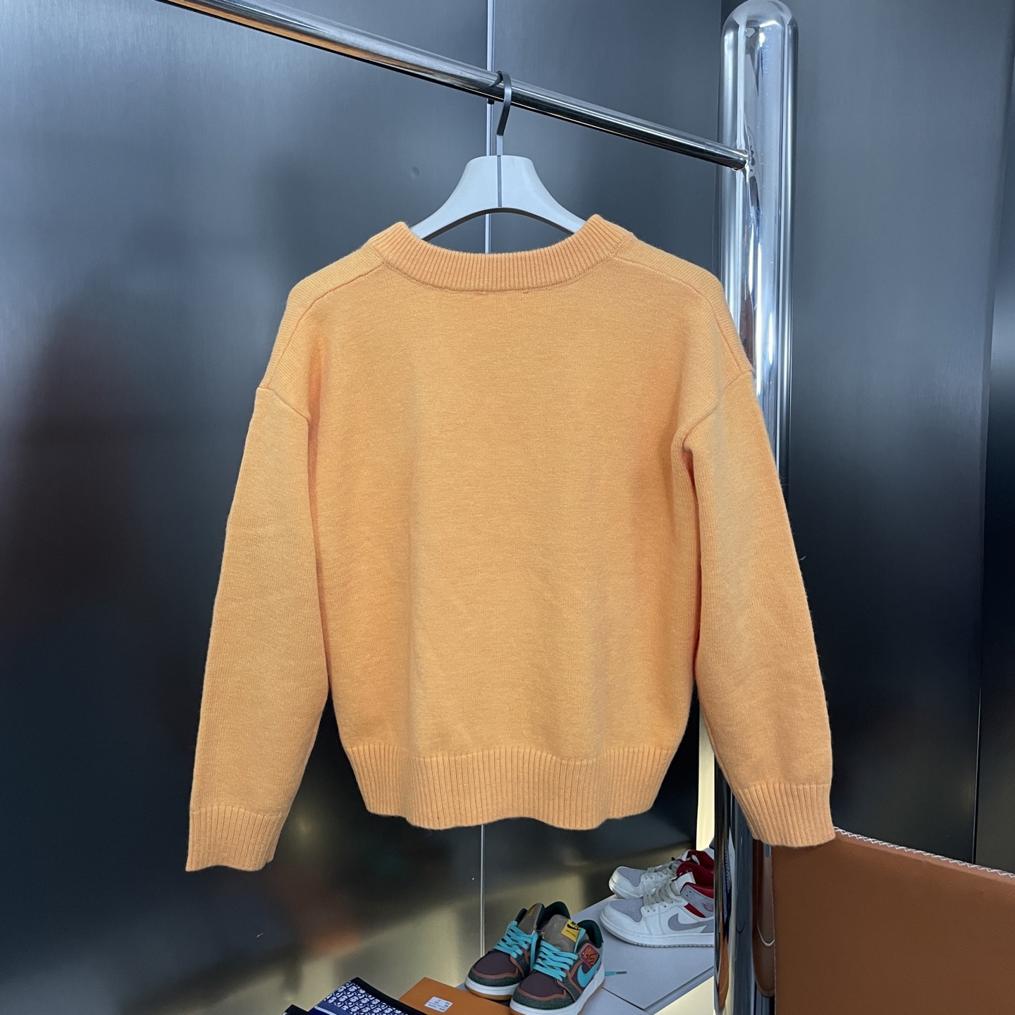 New White Big Heart Knitted Cardigan Sweater