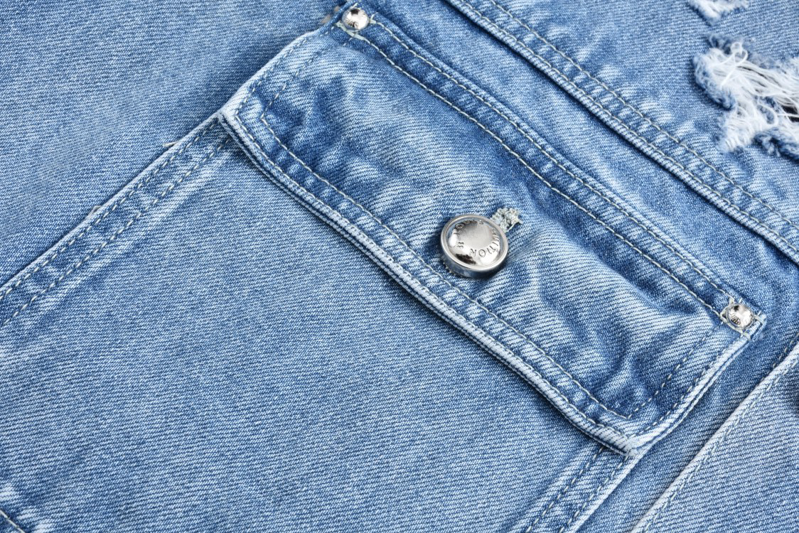 Denim Jacket Blue Embroidery Slim Fit