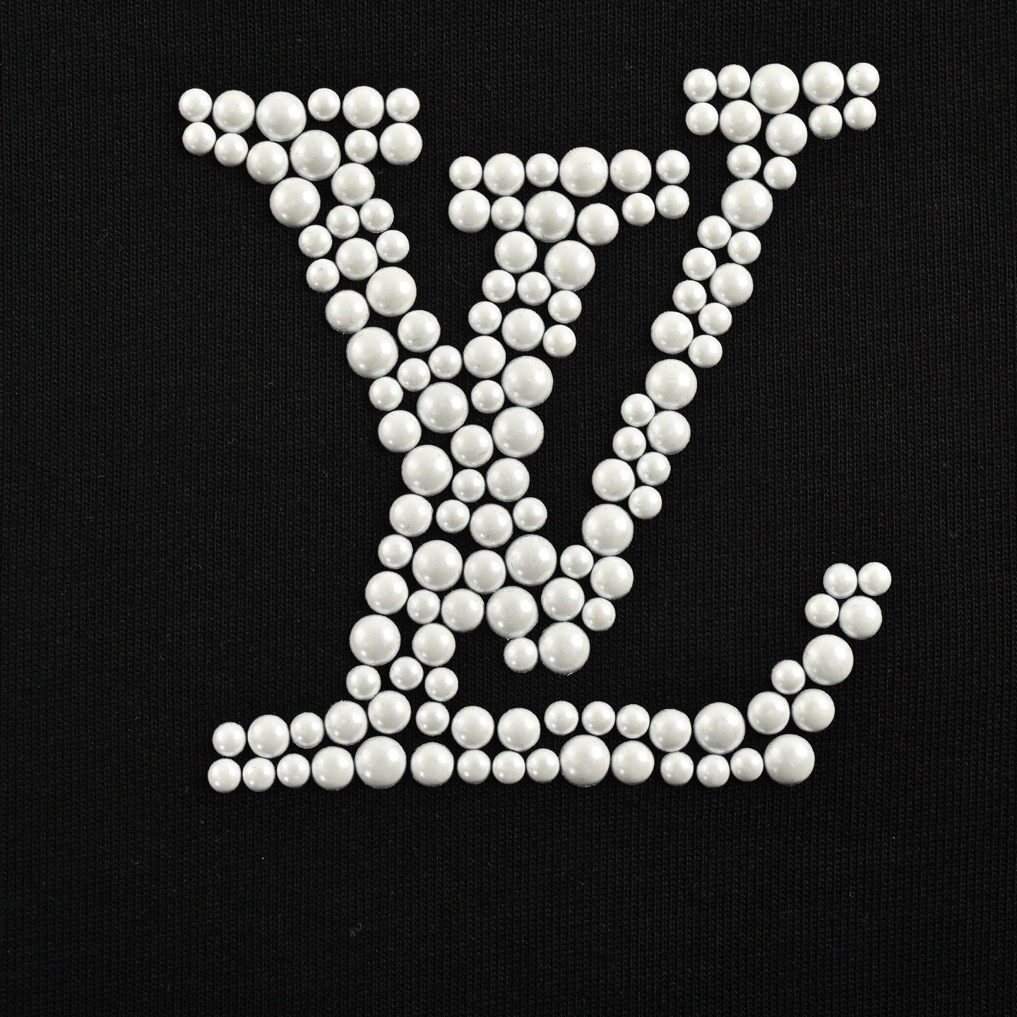 Pearl hot diamond lettering short-sleeved T-shirt