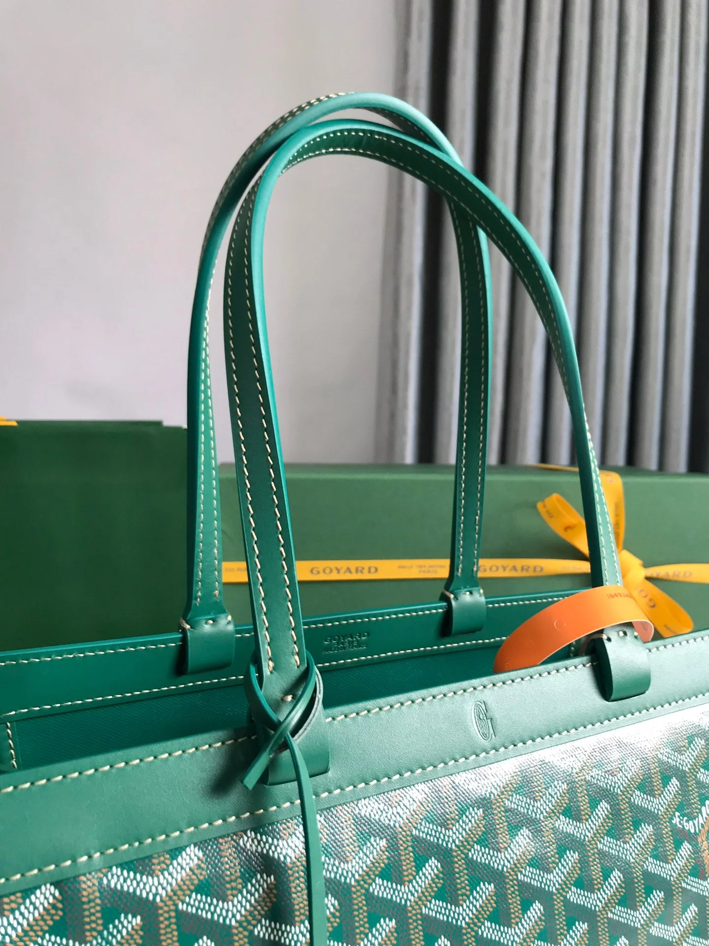 Green Canvas And Calfskin Trim Bag