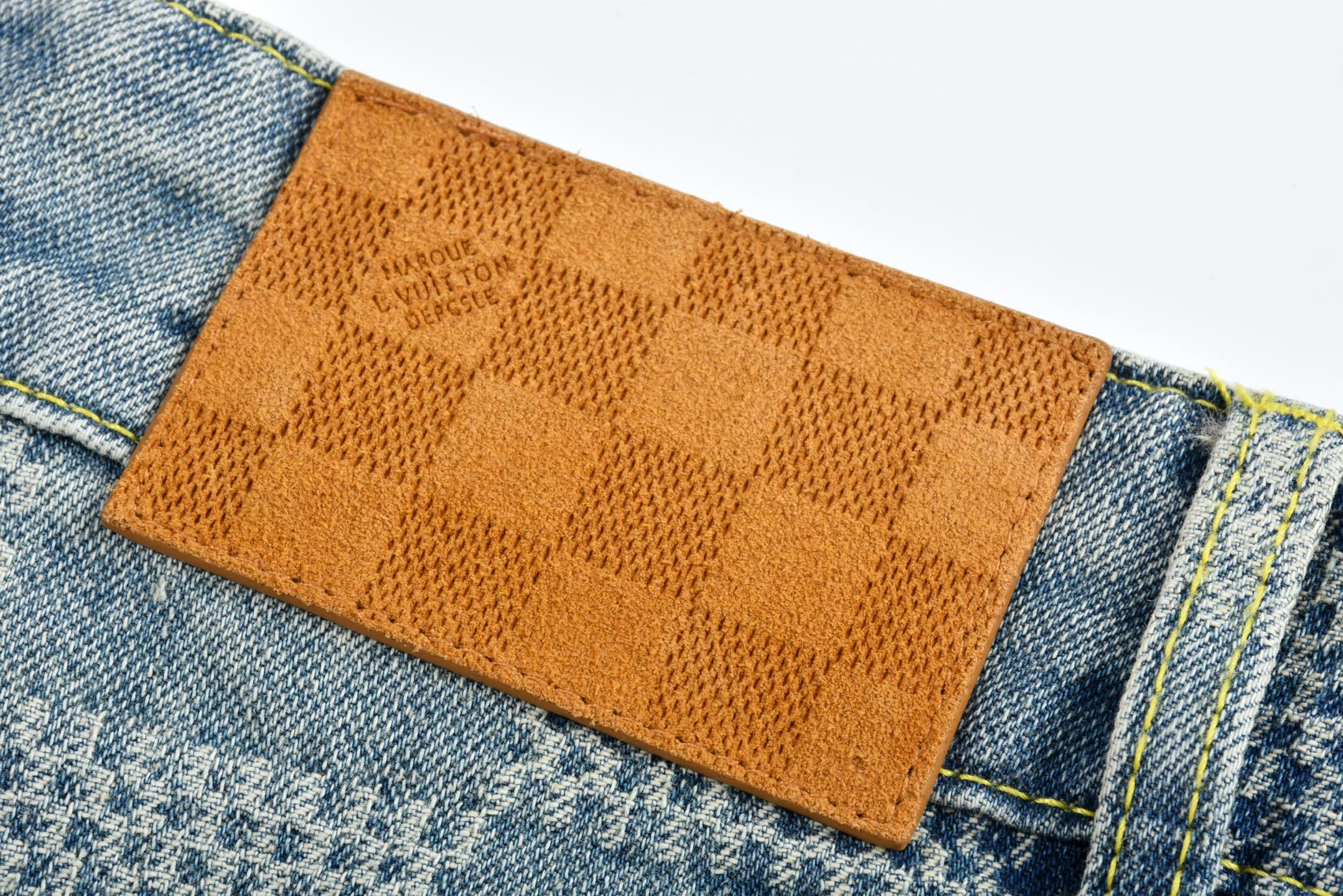 1V25ss checkerboard straight jeans