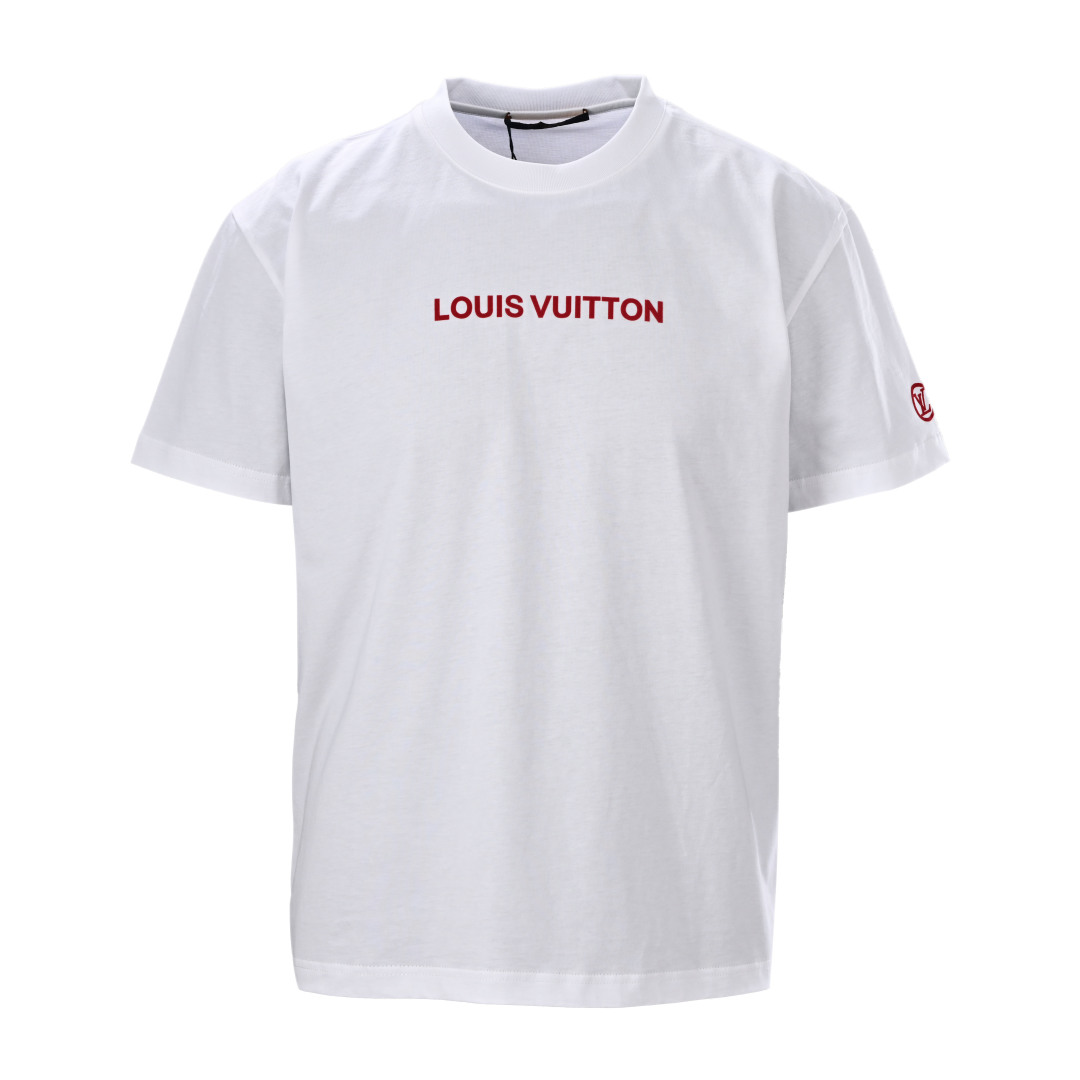 Flocked letter short-sleeved T-shirt