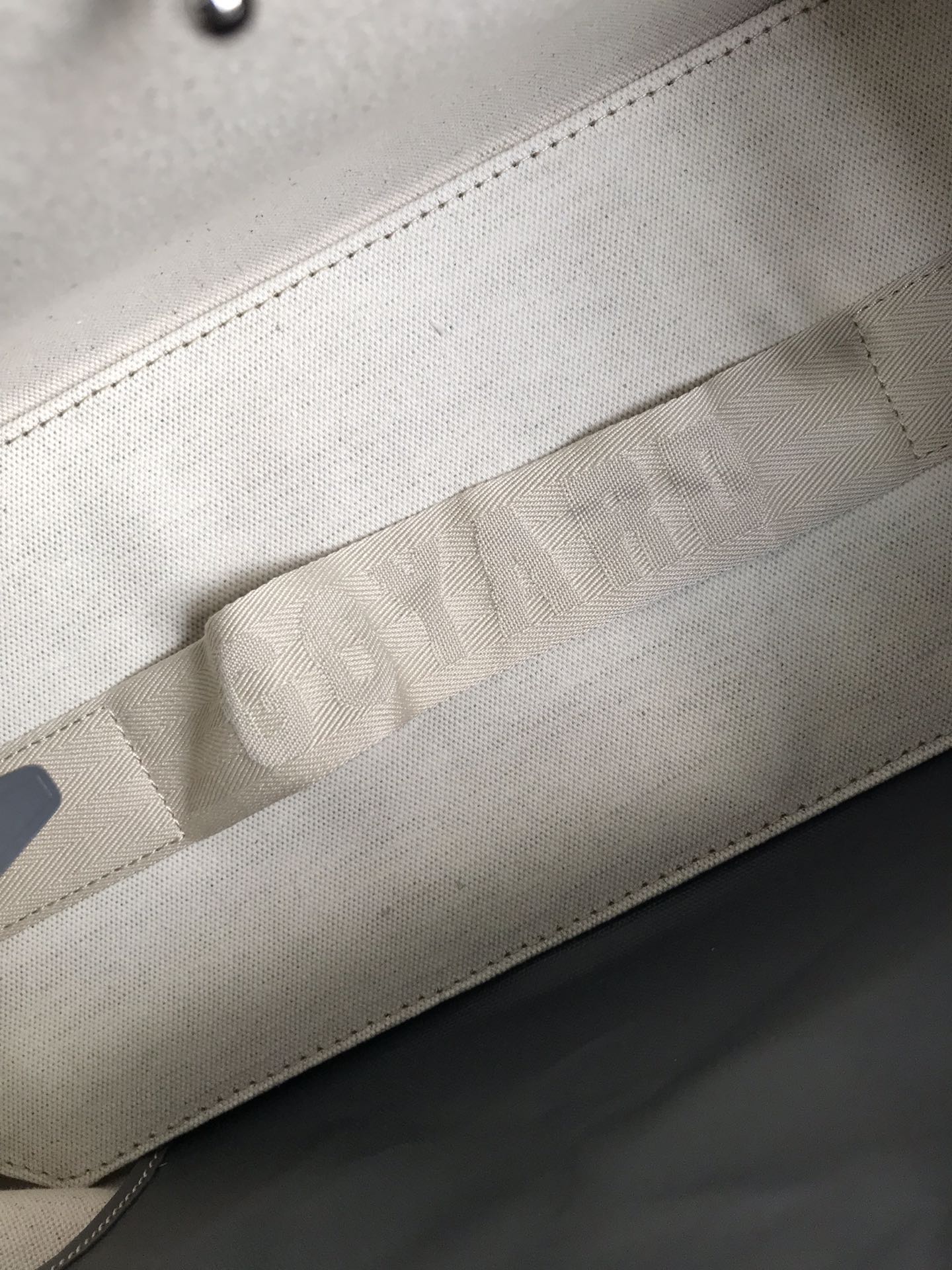 Grey Canvas And Calfskin Trim Bag