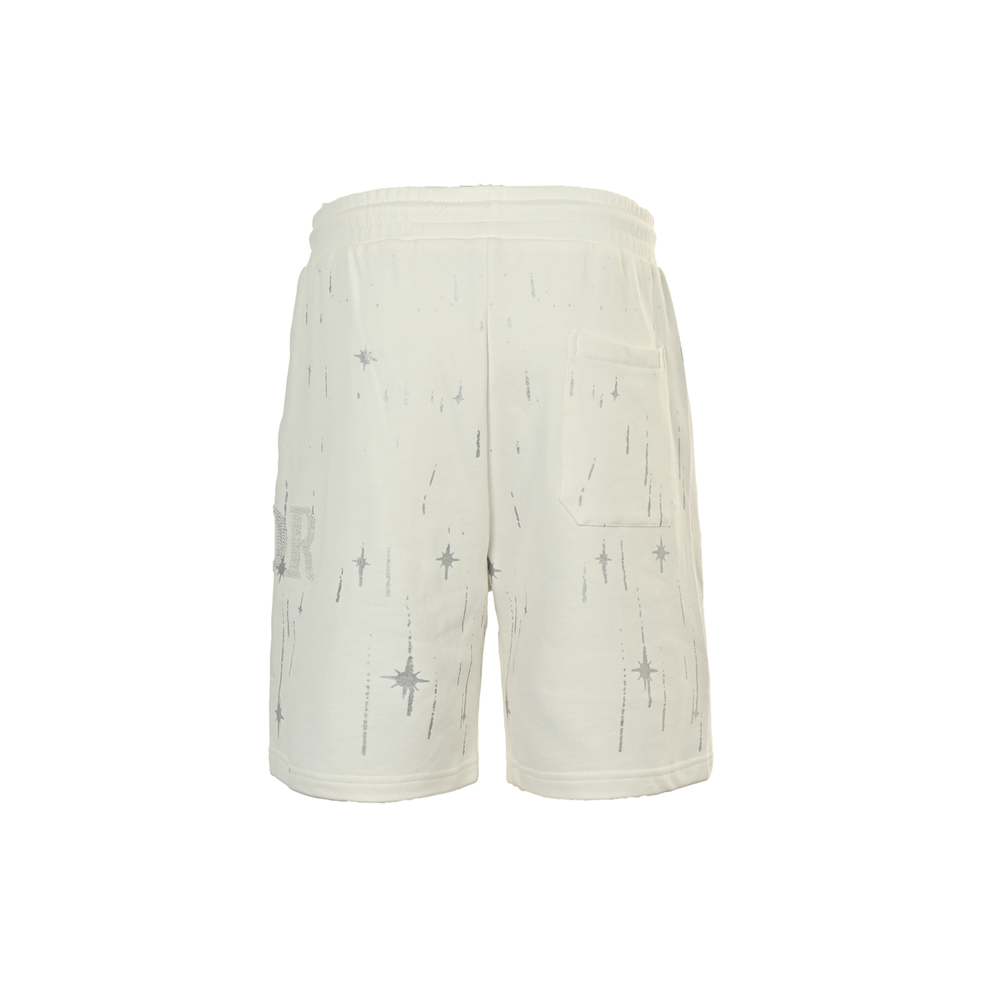Embroidered lettering shooting star shorts