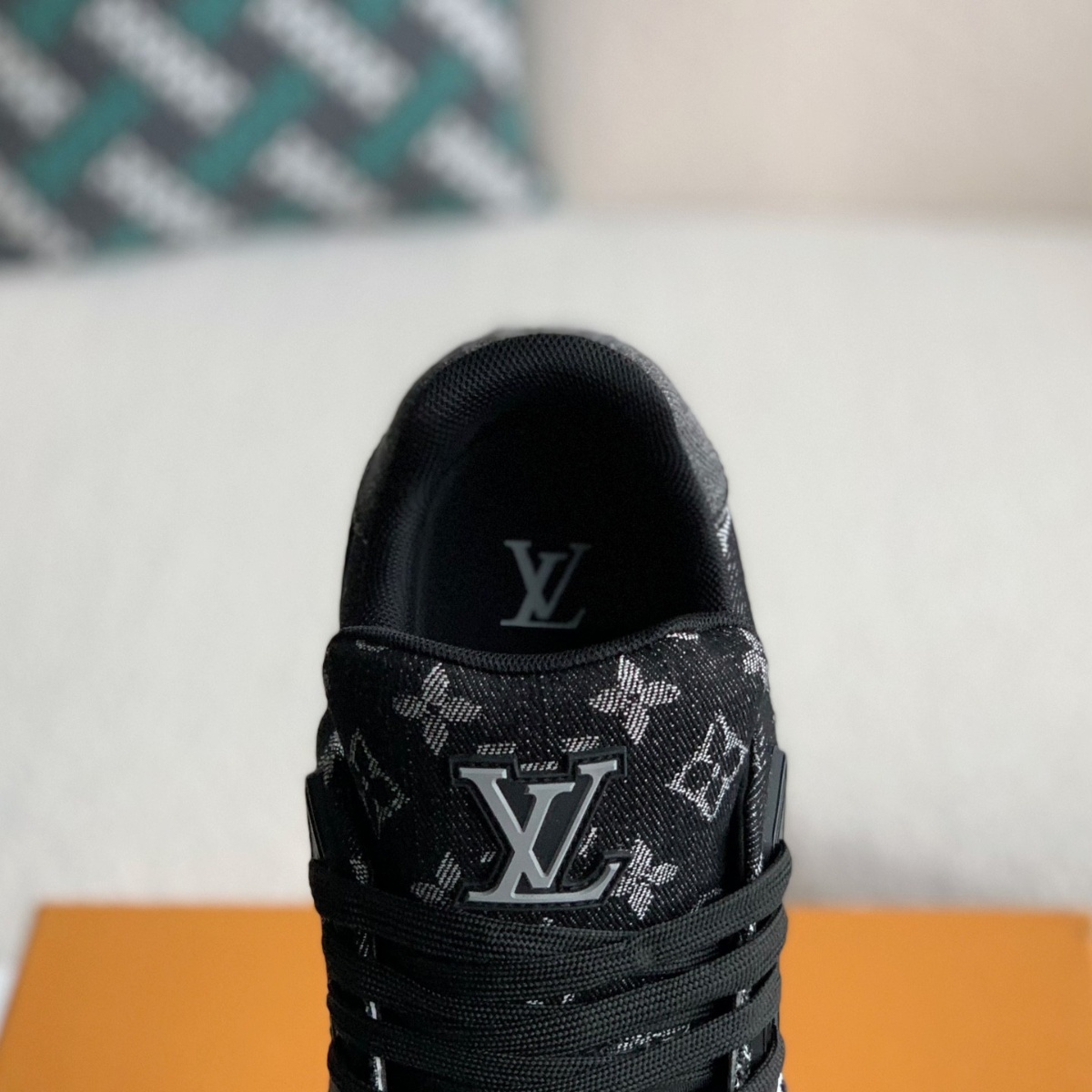 Black denim sneakers