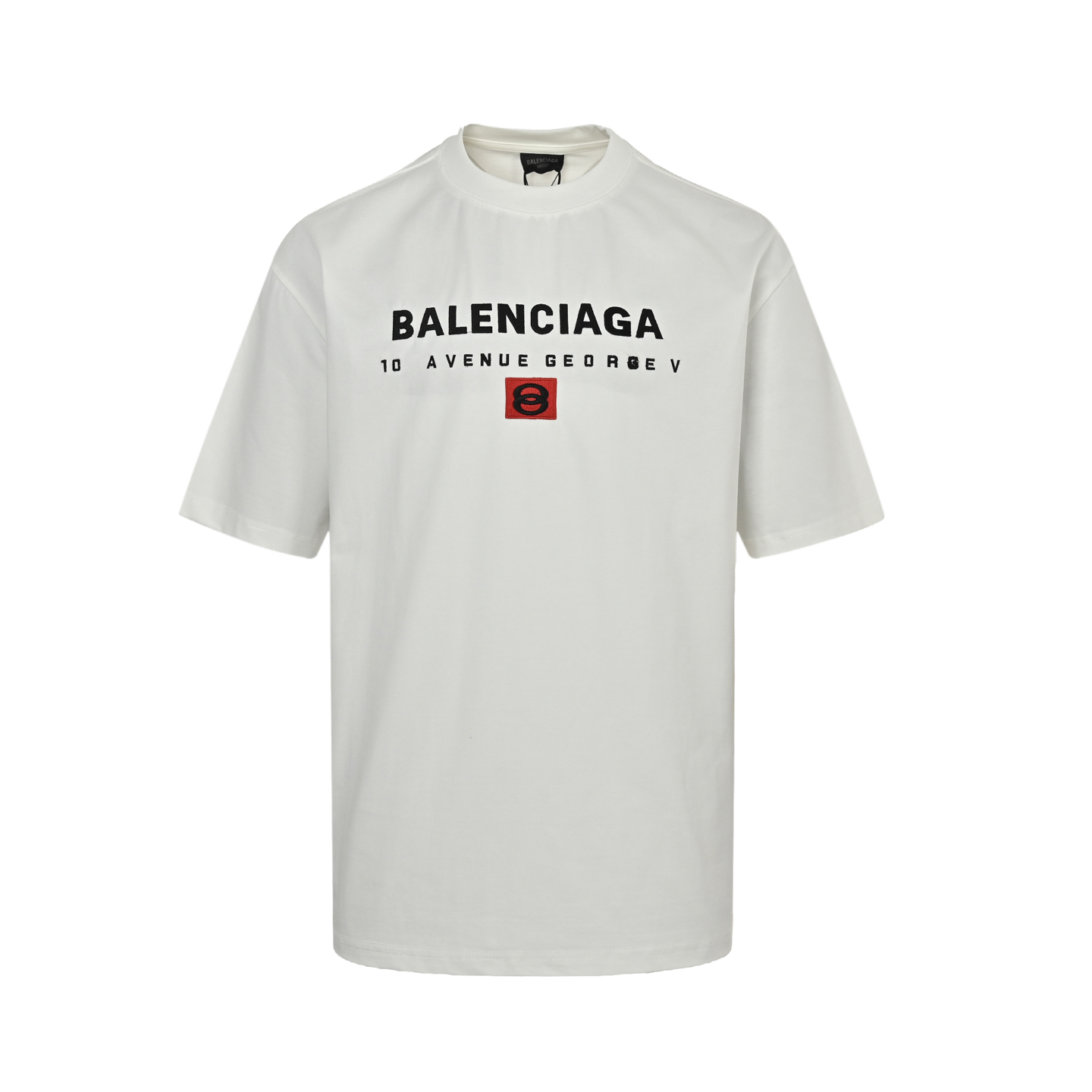 Lettering embroidered crew neck T-shirt