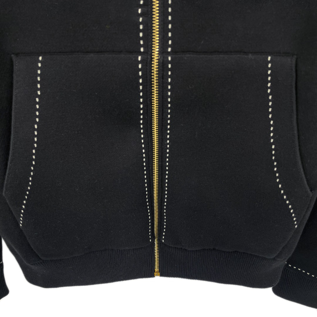 Intarsia Wool Zip-Up Hooded Jacket