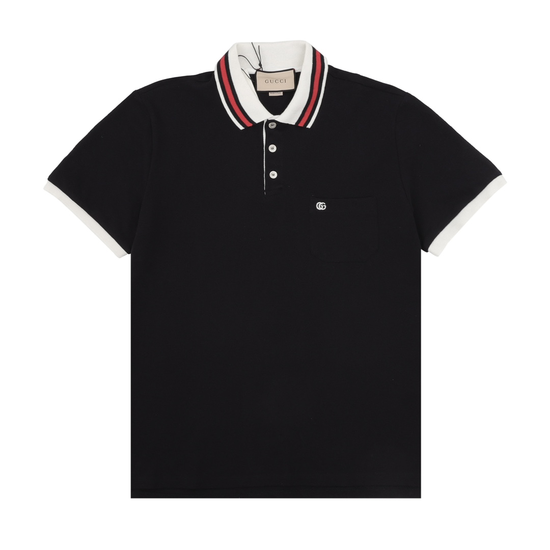 Polo shirt with embroidered logo on pocket