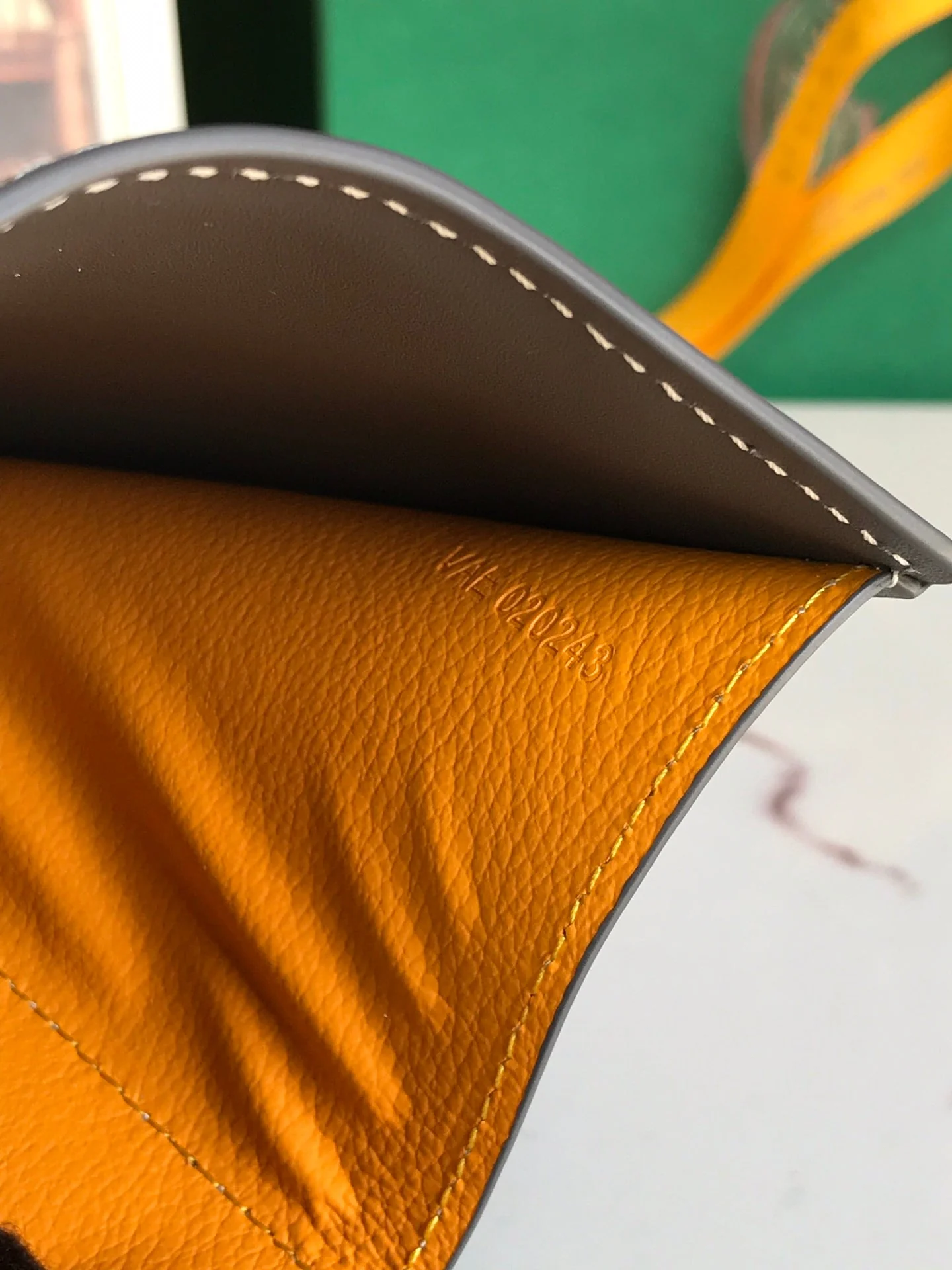 Grey Calfskin Canvas Card Holder