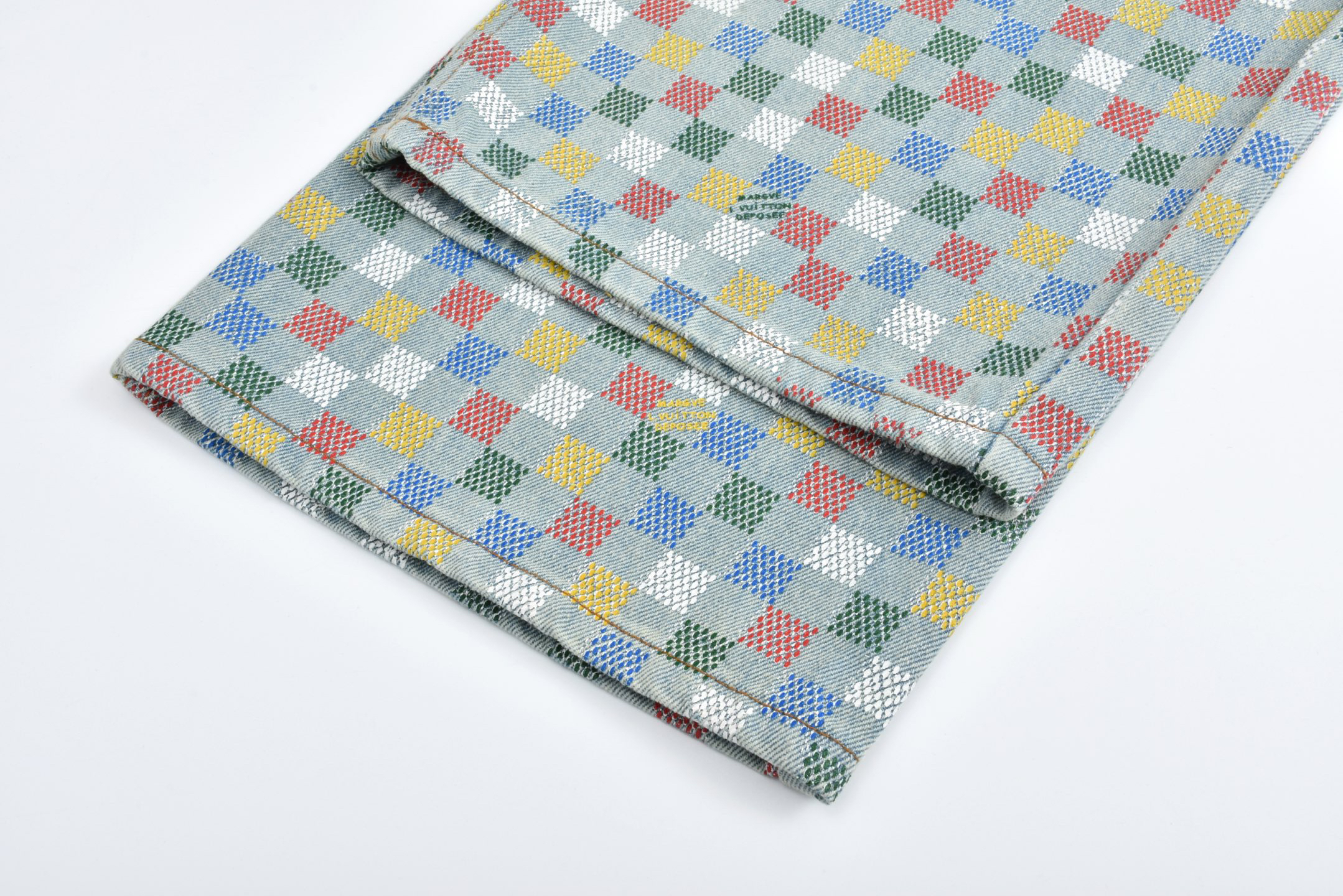 Damier Denim Wide-Leg Jeans