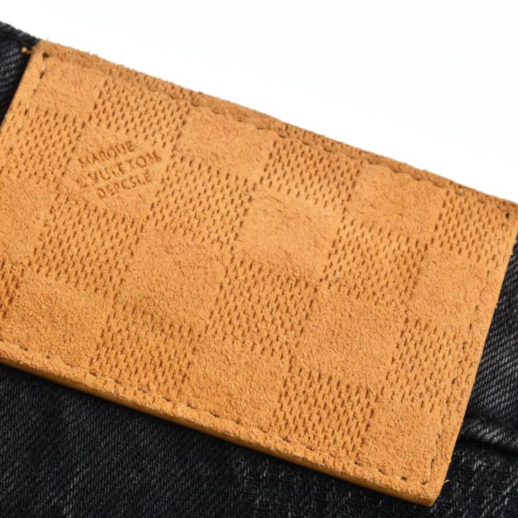 Black Check Straight Jeans