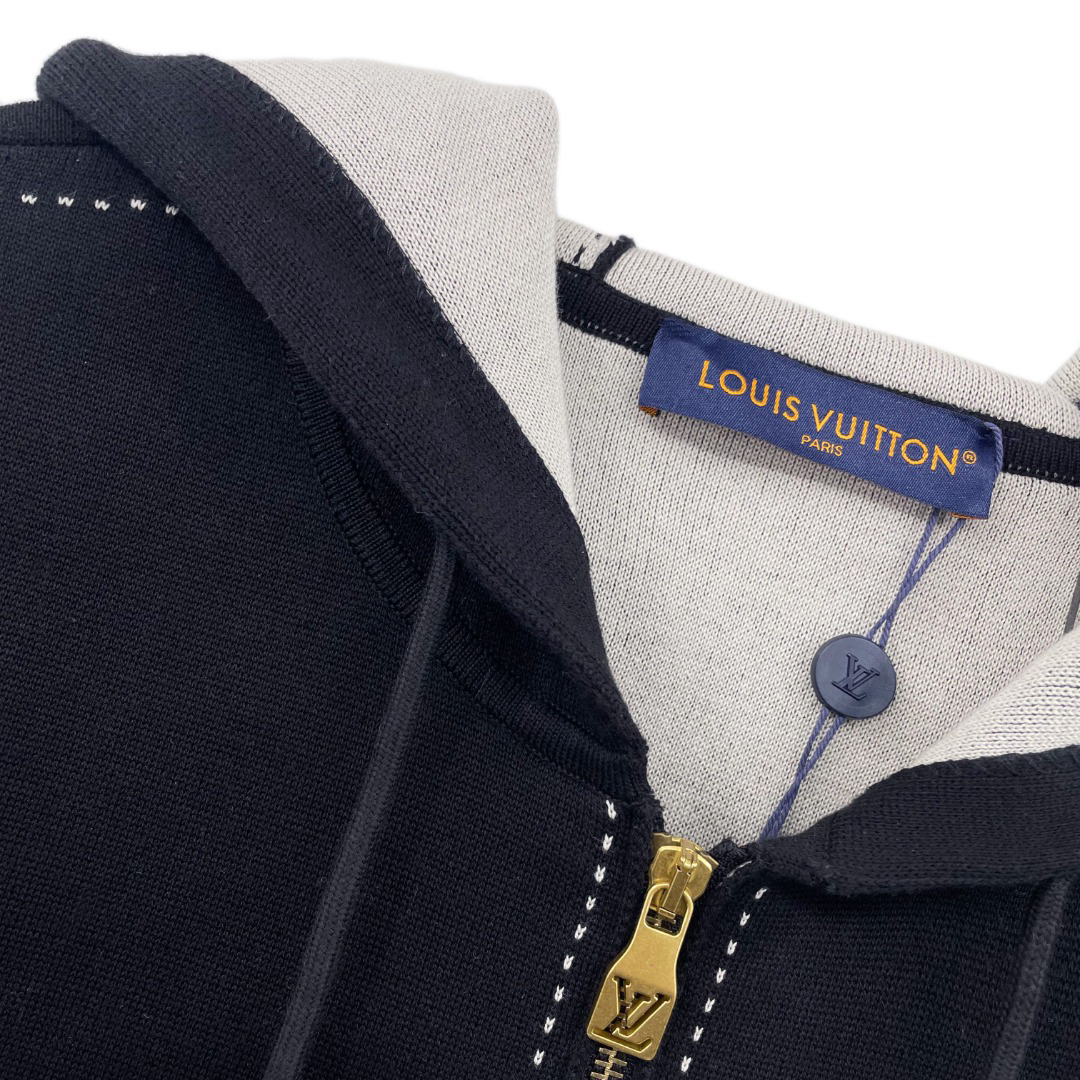 Intarsia Wool Zip-Up Hooded Jacket