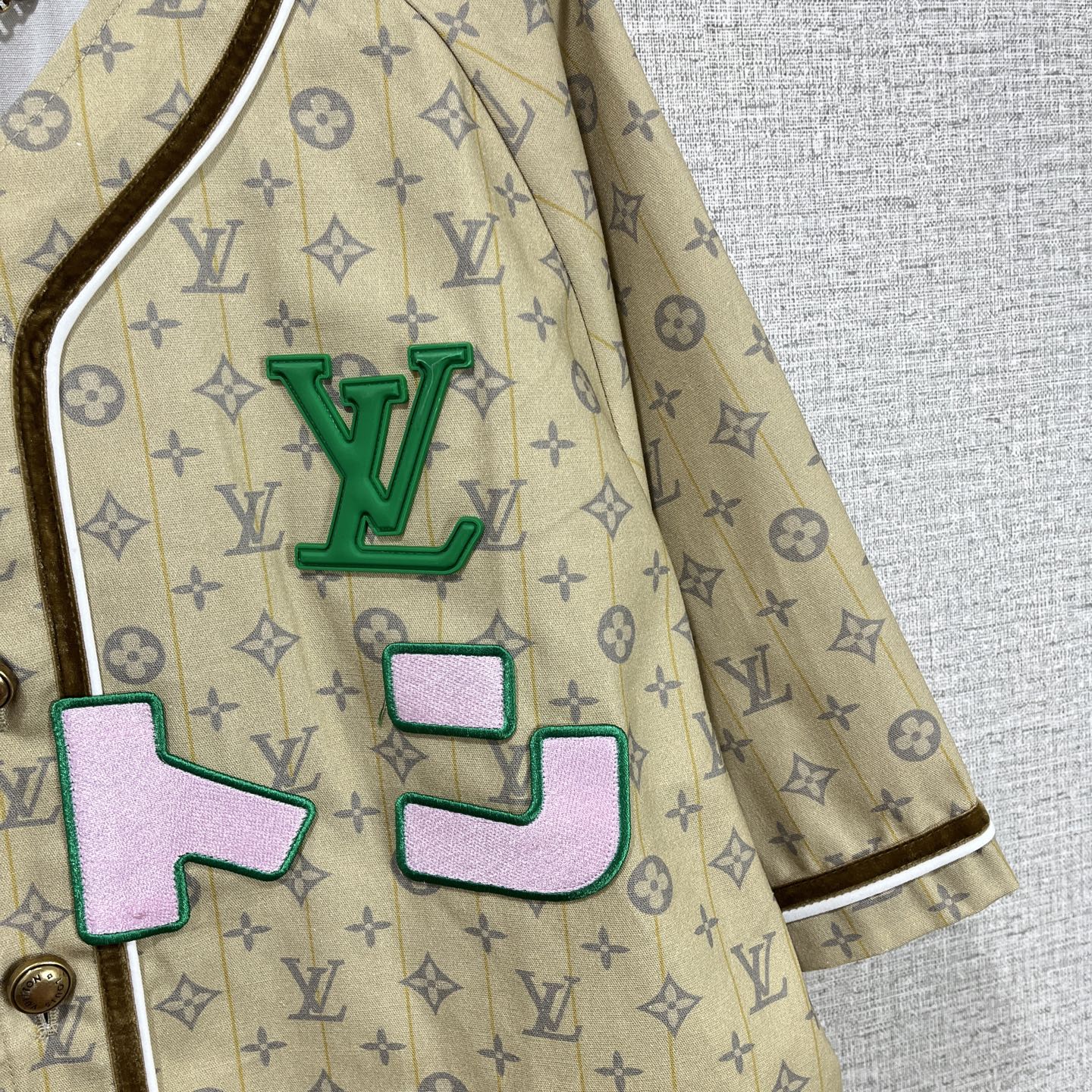 Japanese half-sleeved denim baseball shirt