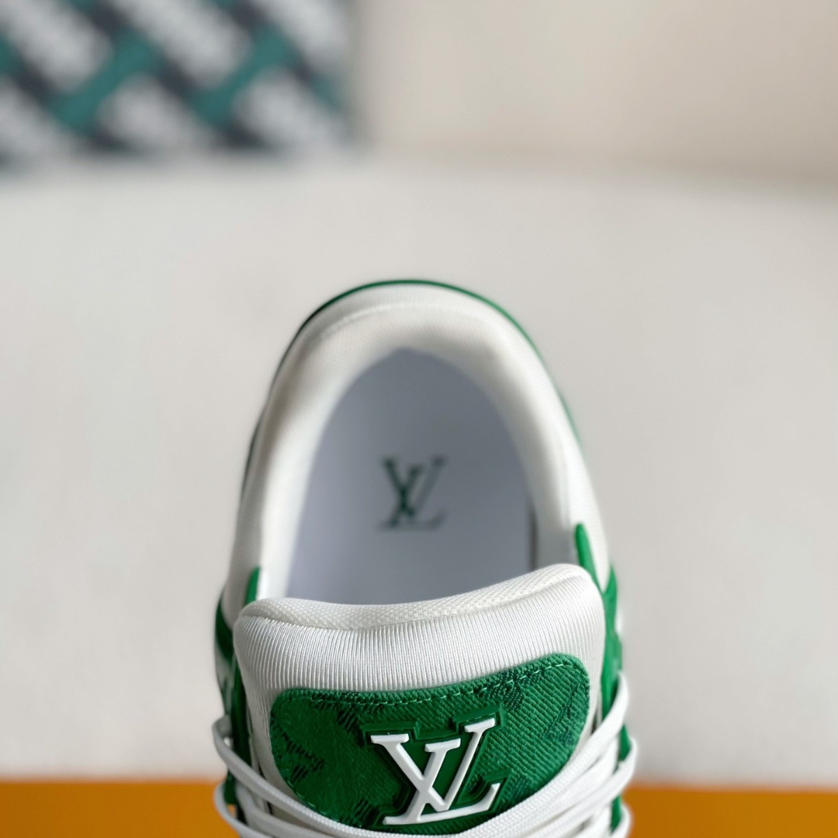 Green Monogram Denim White Sneakers