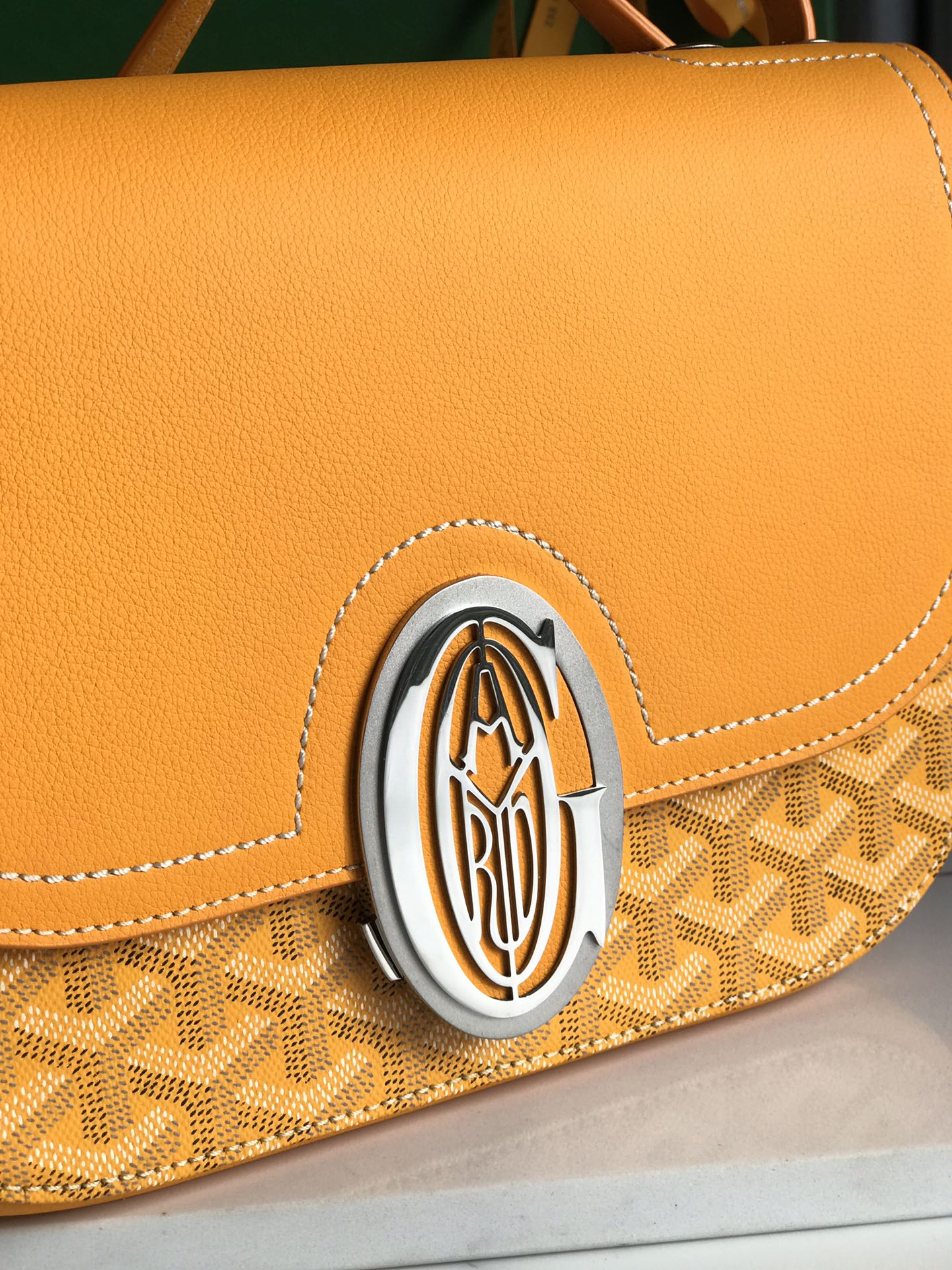 Yellow Calfskin Canvas Bag