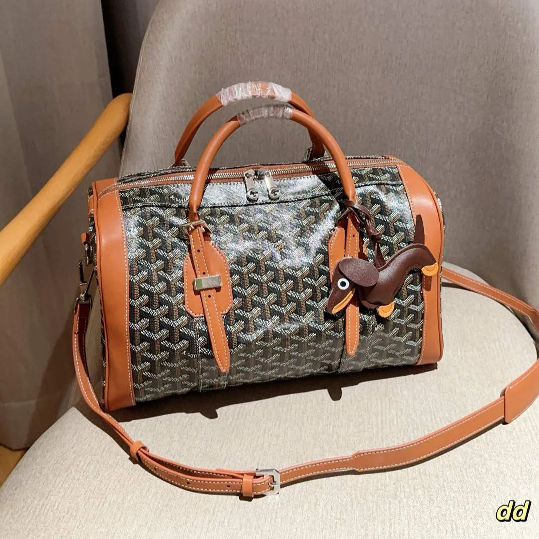 Bag 35 In Brown Canvas And Tan Calfskin