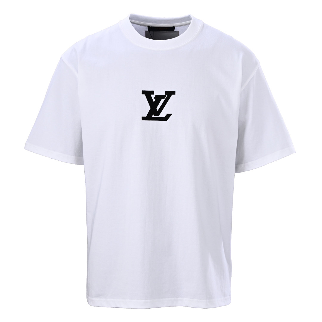 Flocked print short-sleeved T-shirt