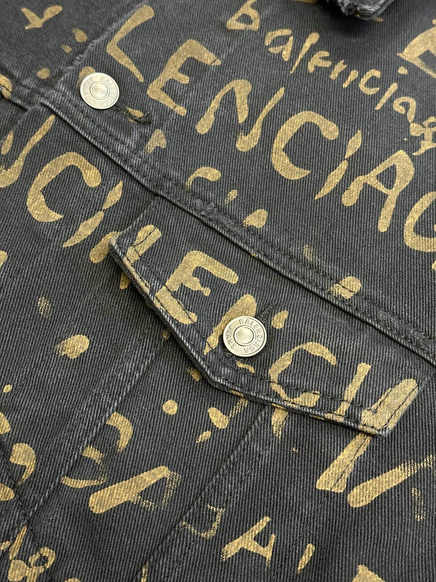 Washed All-Over Print Denim Jacket