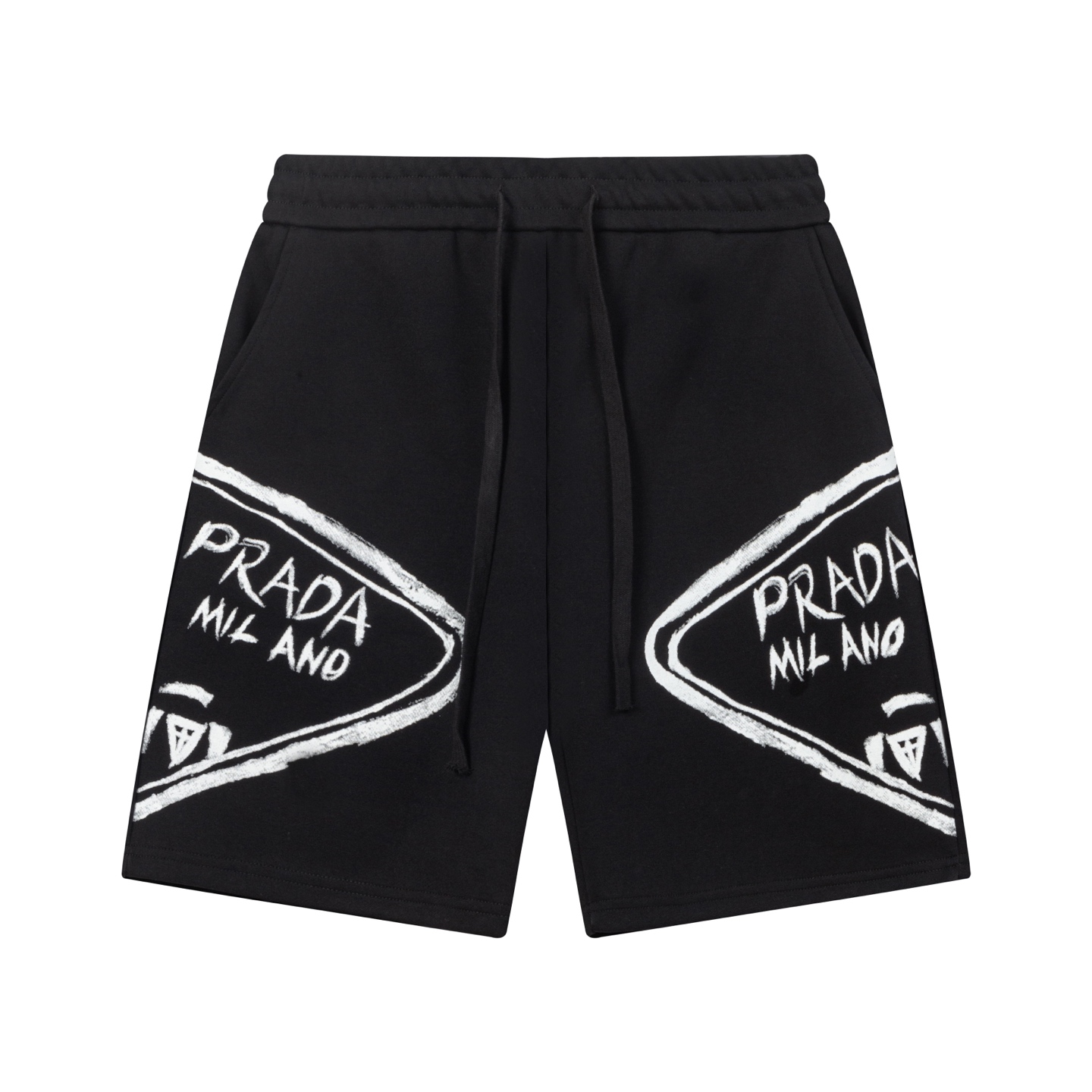 White Graffiti Print Shorts