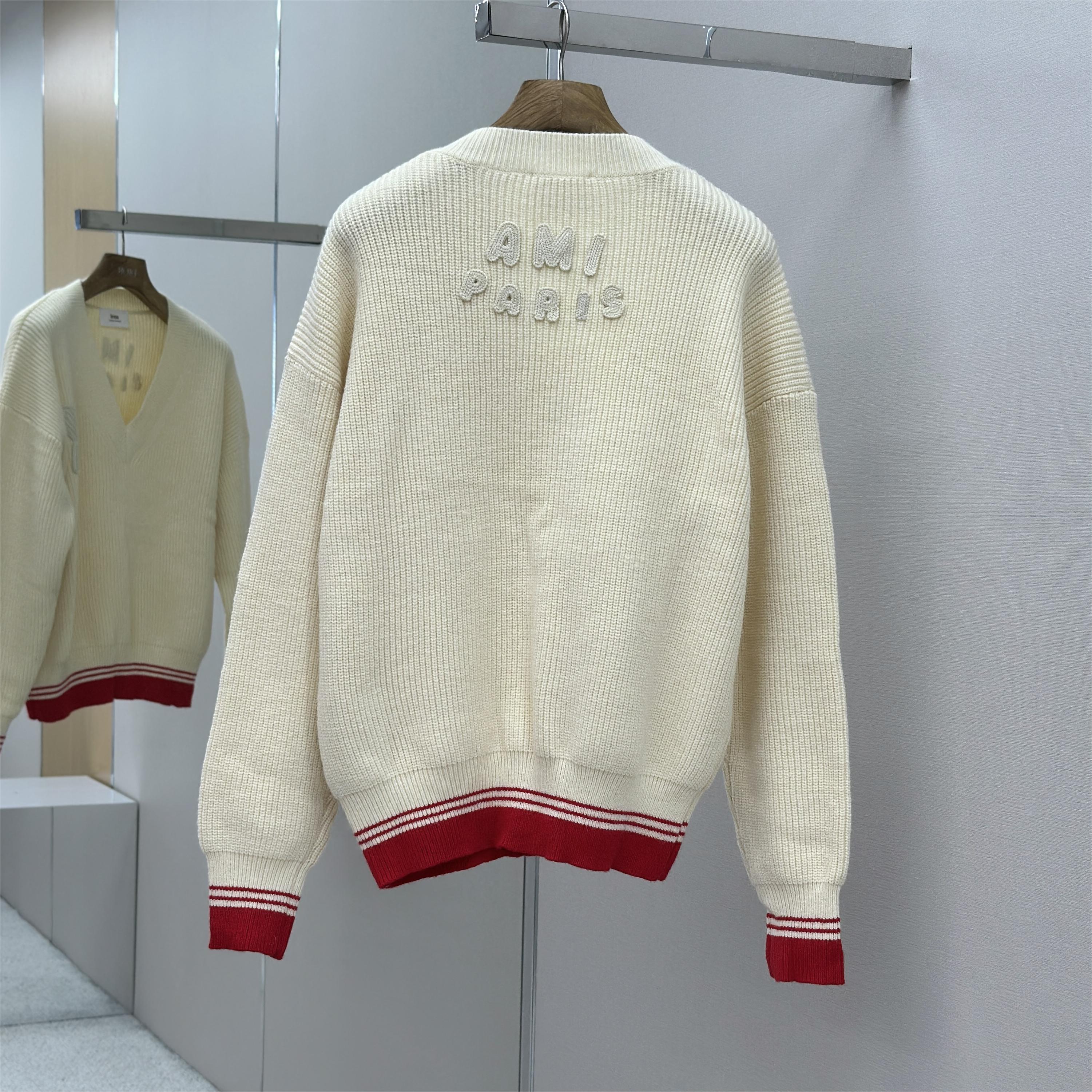 Heart Stripe V-Neck Long Sleeve Sweater