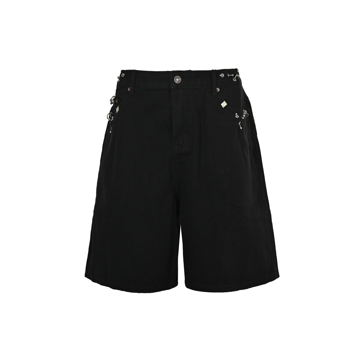 Studded Punk Lighter Head Denim Shorts