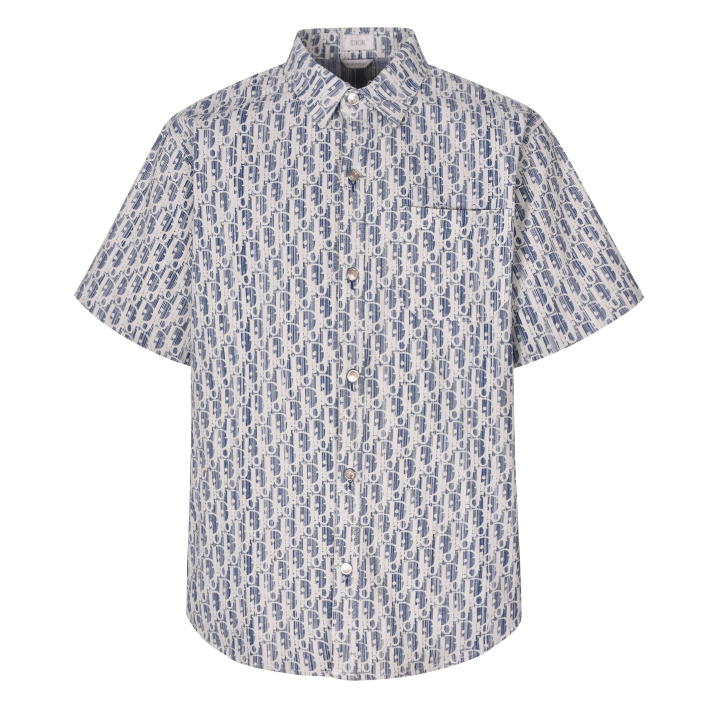 All-over Jacquard Short-Sleeve Denim Shirt