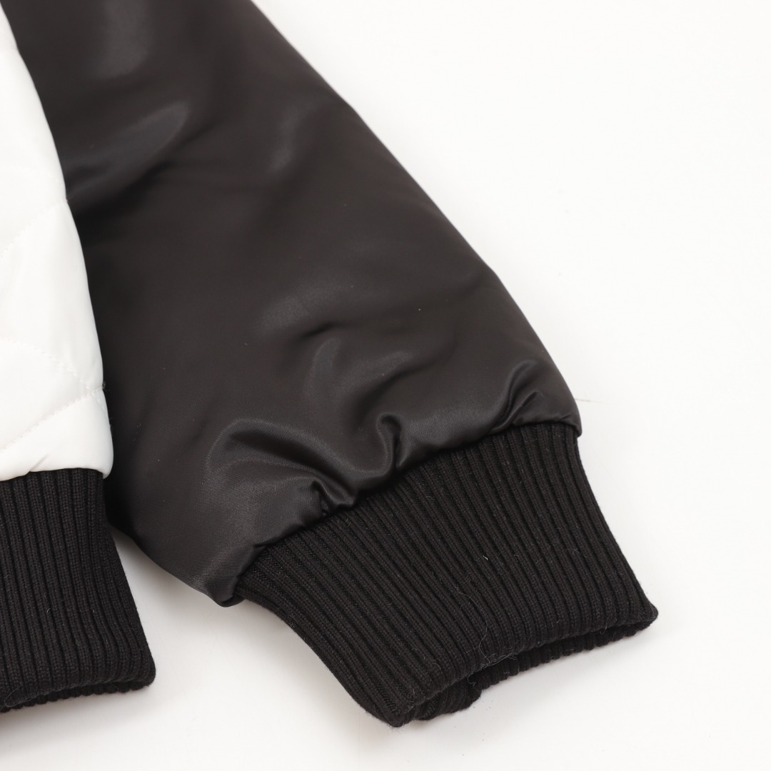 Black And White Patchwork Embroidered Baseball Jacket