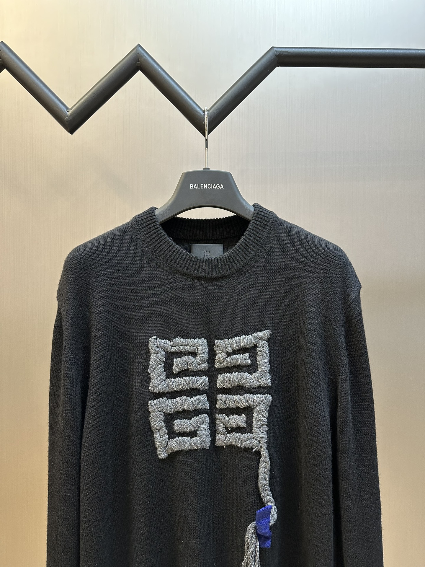 Blue Bow-Embellished Sweater