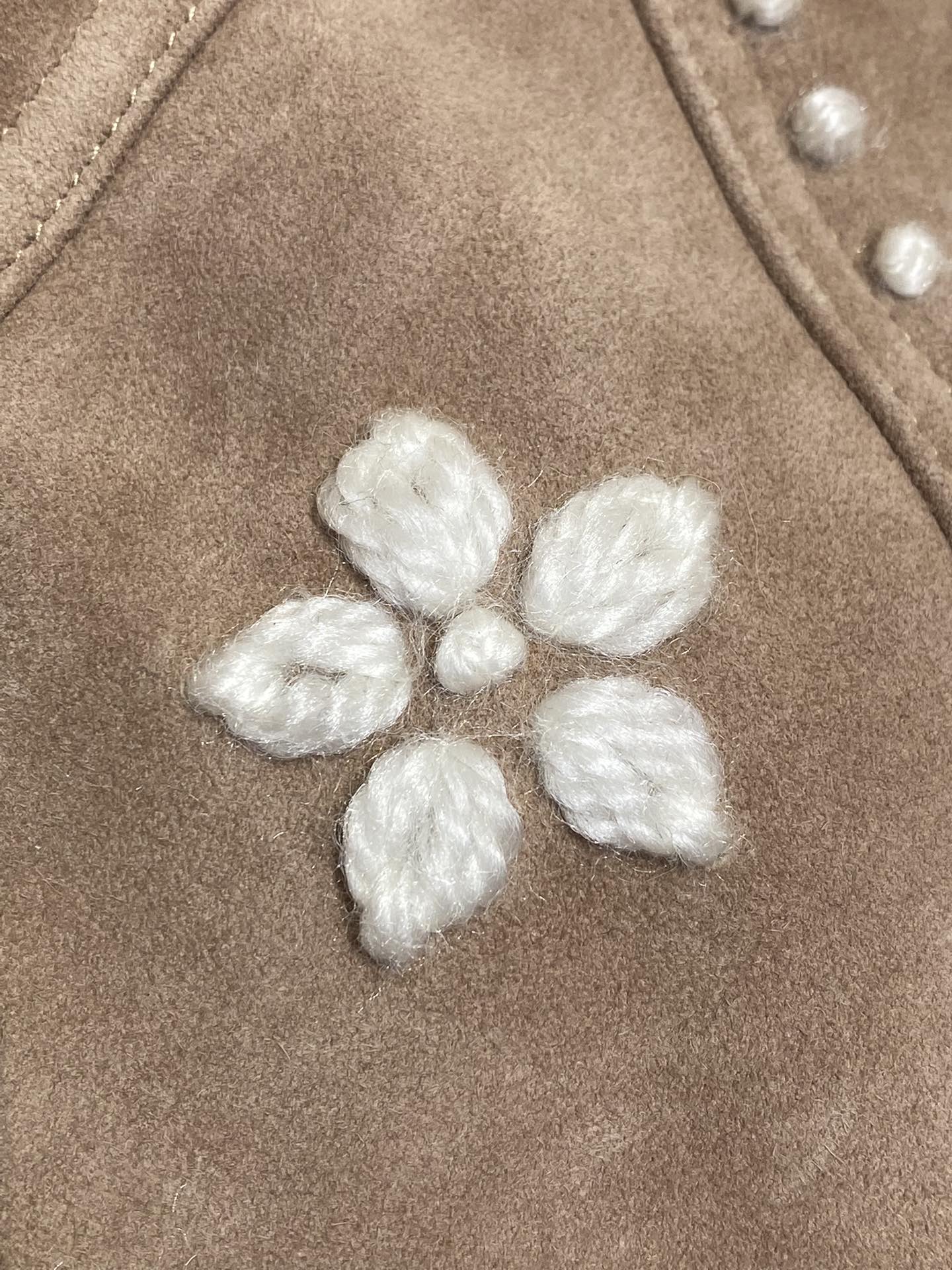 Thick wool 3D embroidered leather jacket