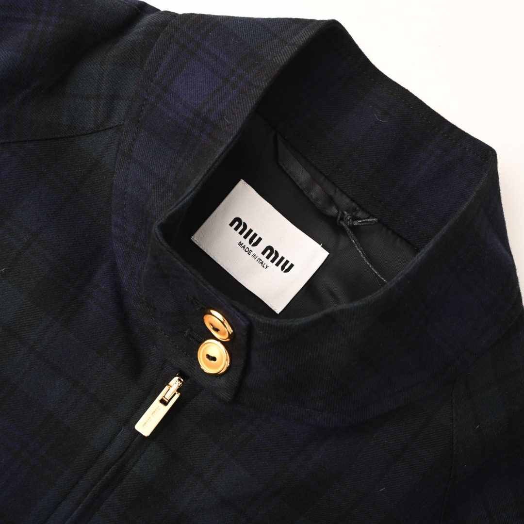 MiuMiu check appliqué down jacket