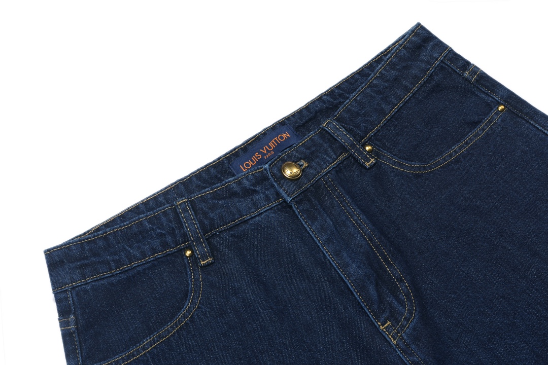 Rope Signature Letter Embroidery Denim Short