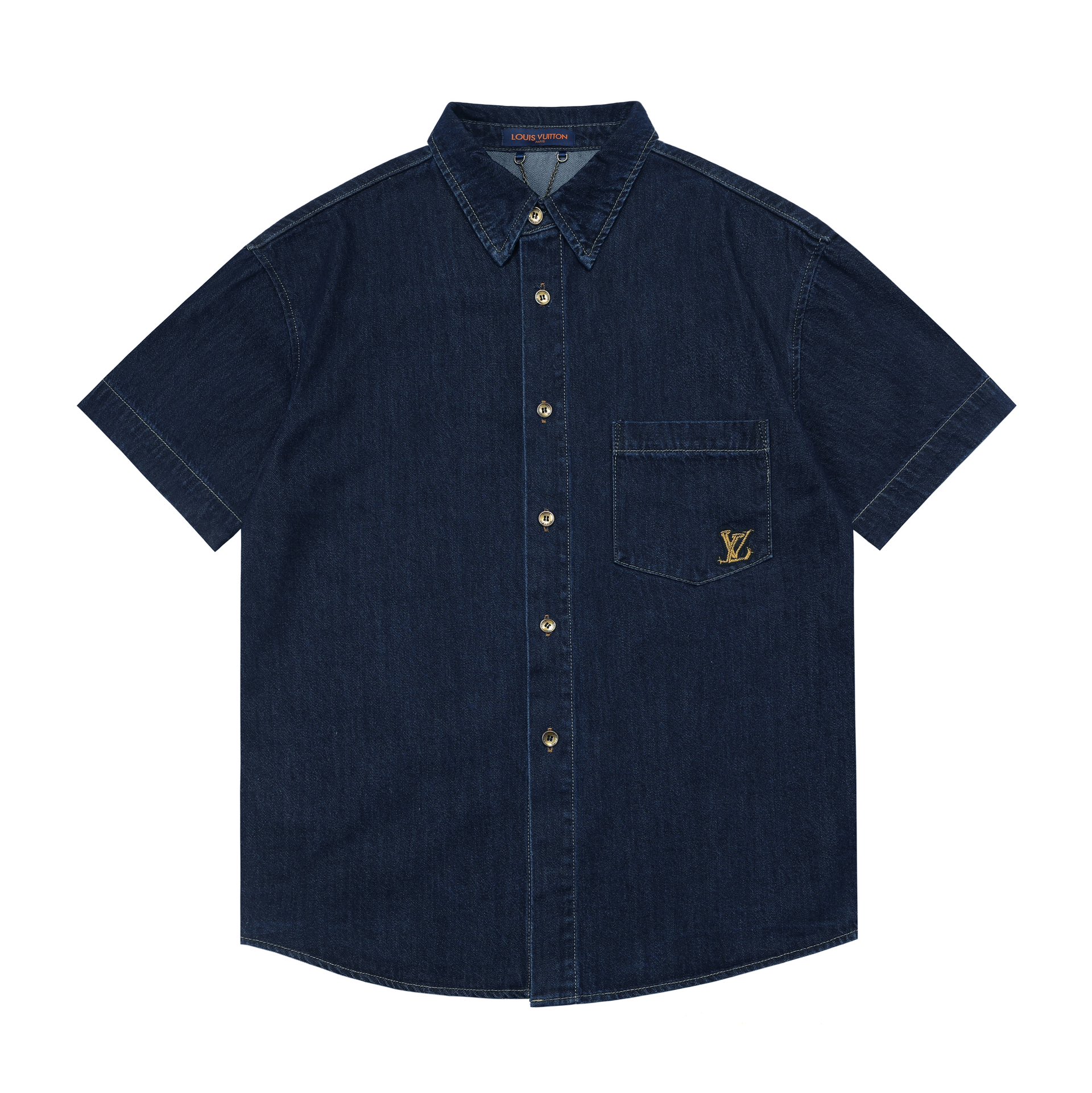 Rope Signature Letter Embroidery Denim Shirt