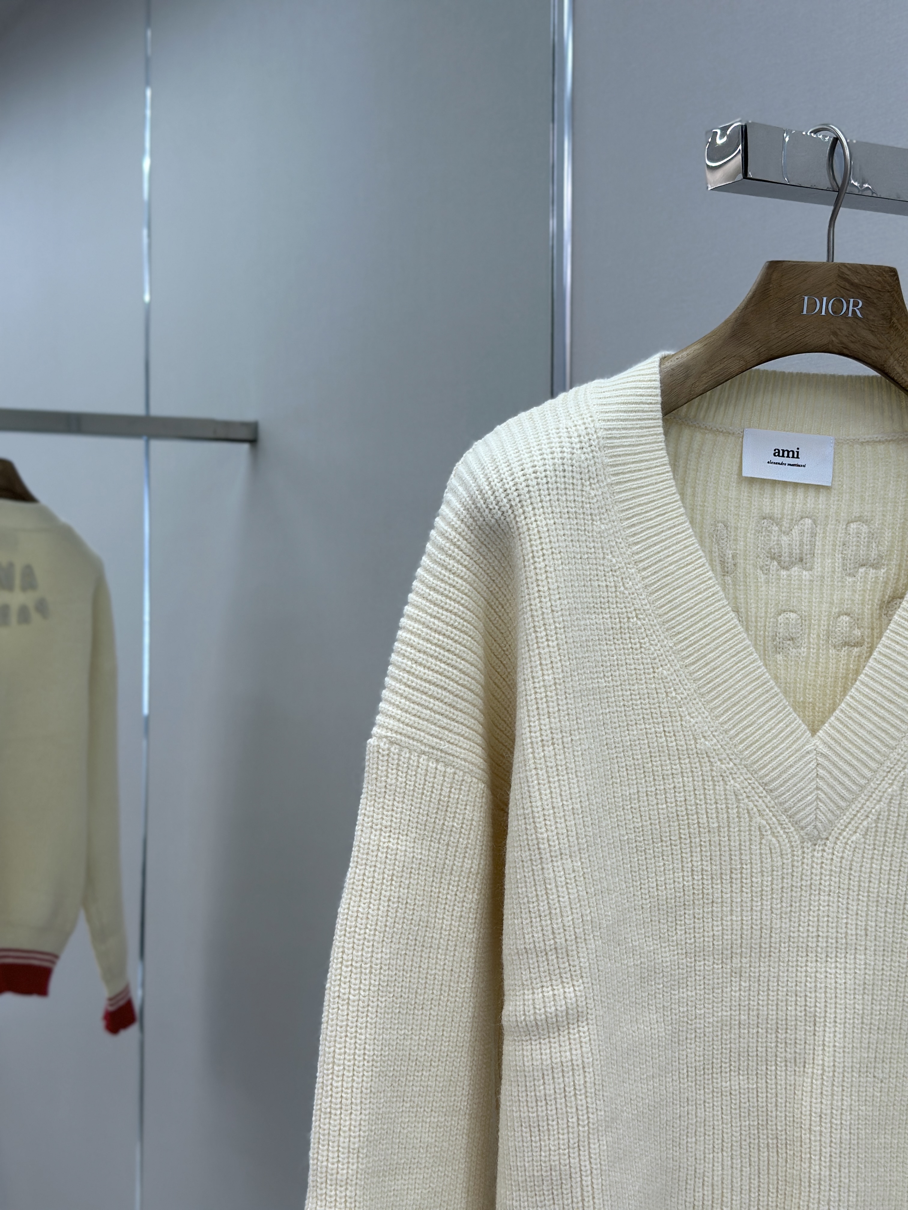 Heart Stripe V-Neck Long Sleeve Sweater