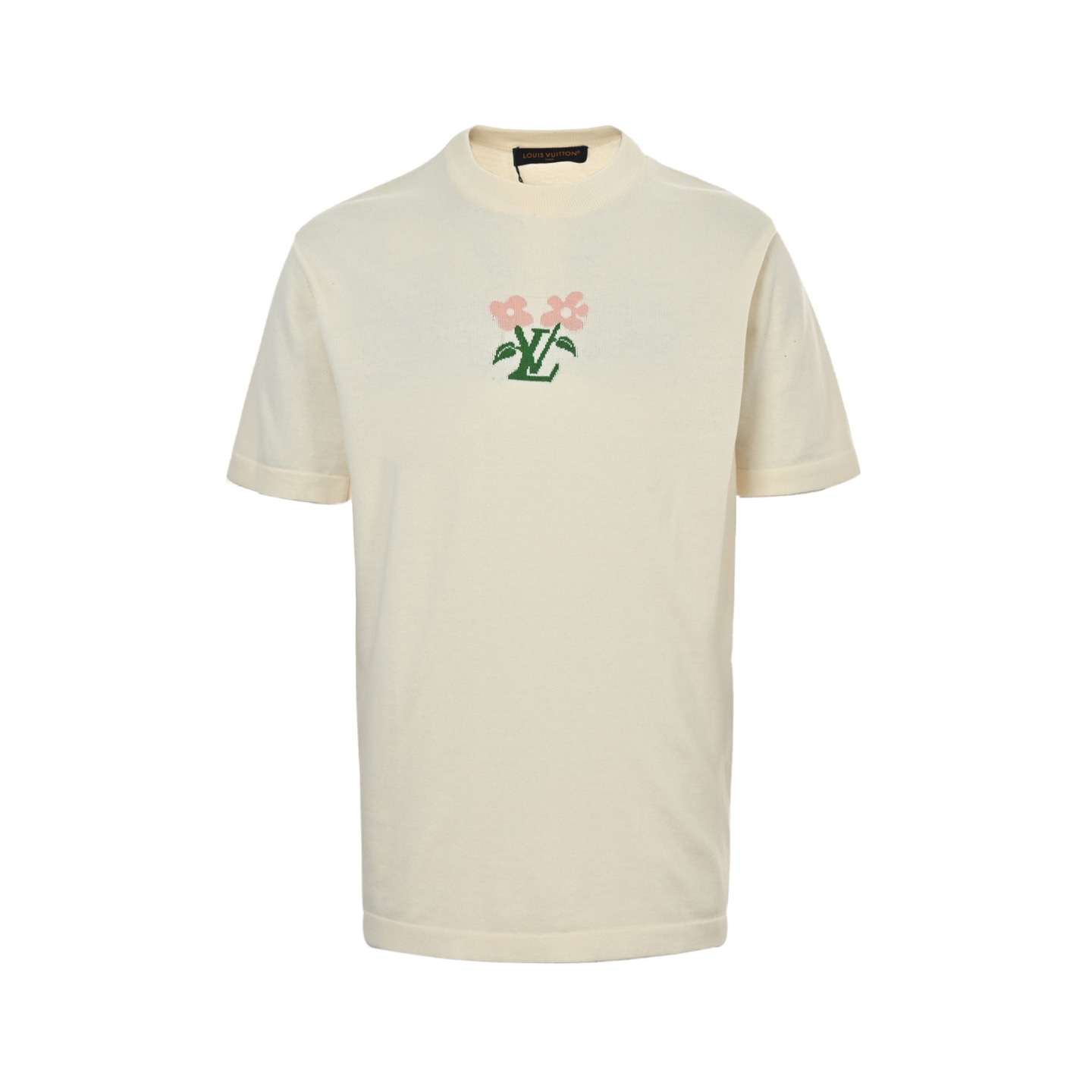 Flower slogan woolen short-sleeved T-shirt