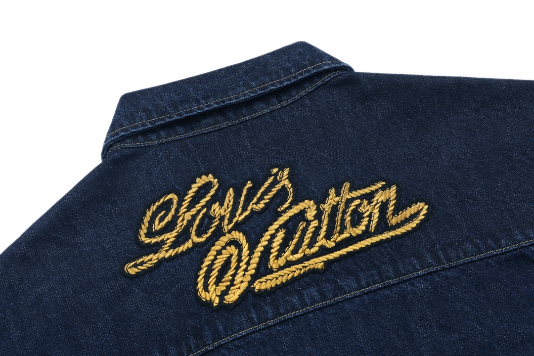 Rope Signature Letter Embroidery Denim Shirt