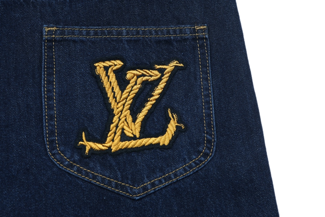 Rope Signature Letter Embroidery Denim Short